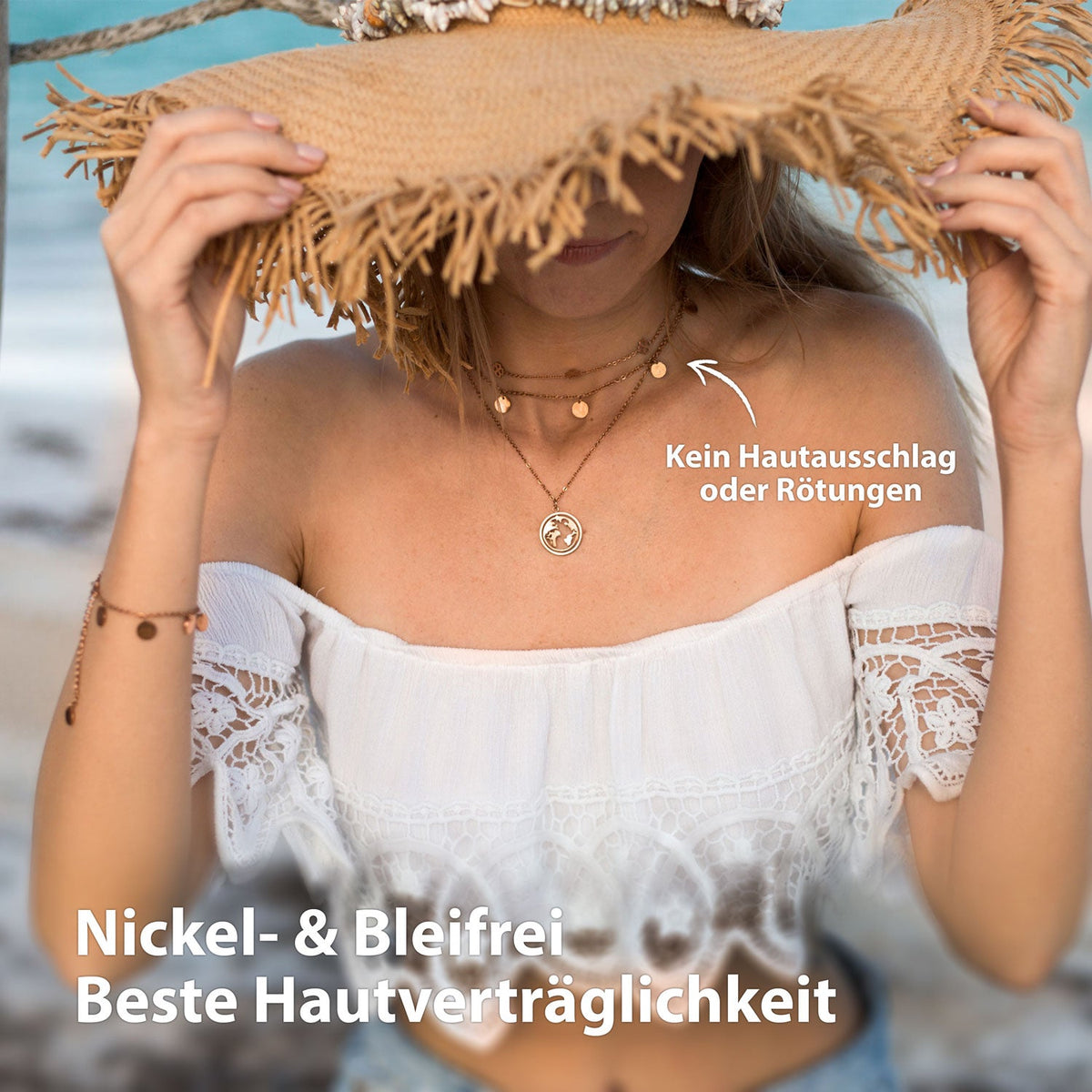 Bundle: BonnyCoin Plättchen Kette + Armband Roségold