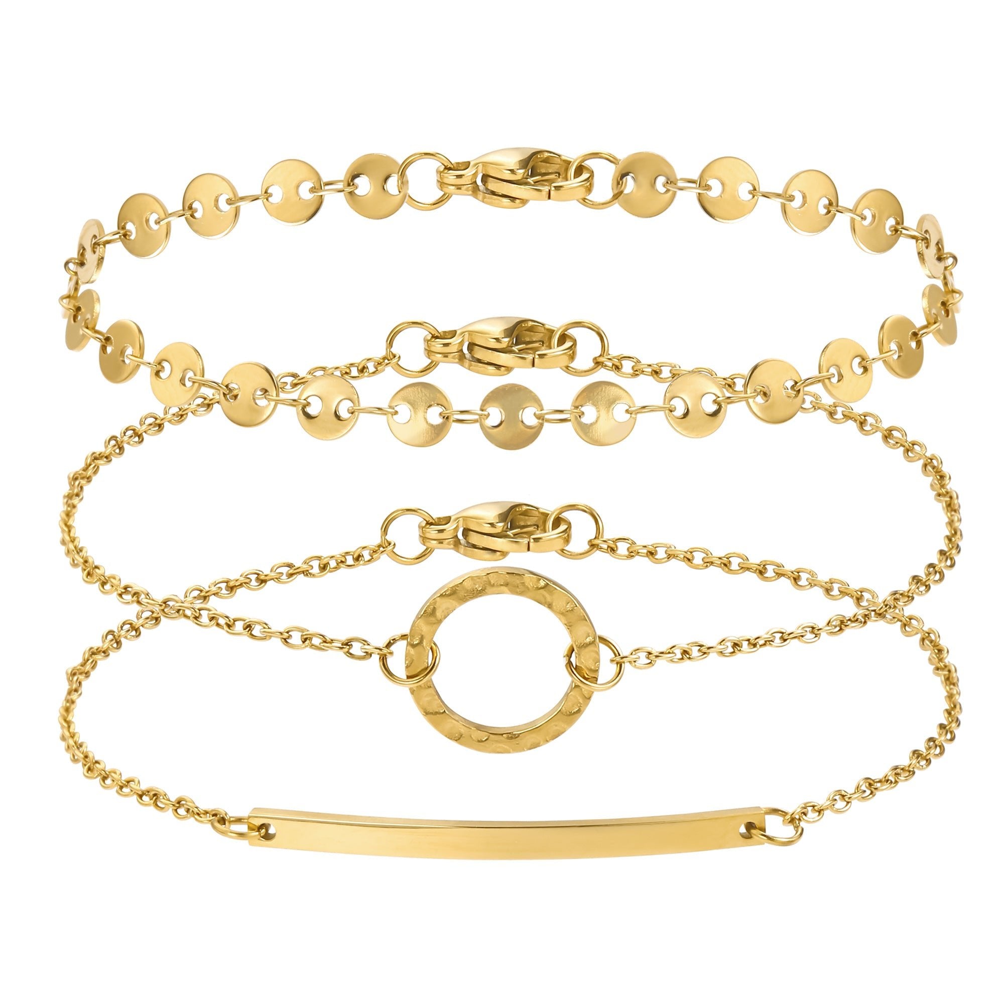 Armband Set Gold Damen aus Edelstahl 100% Wasserfest