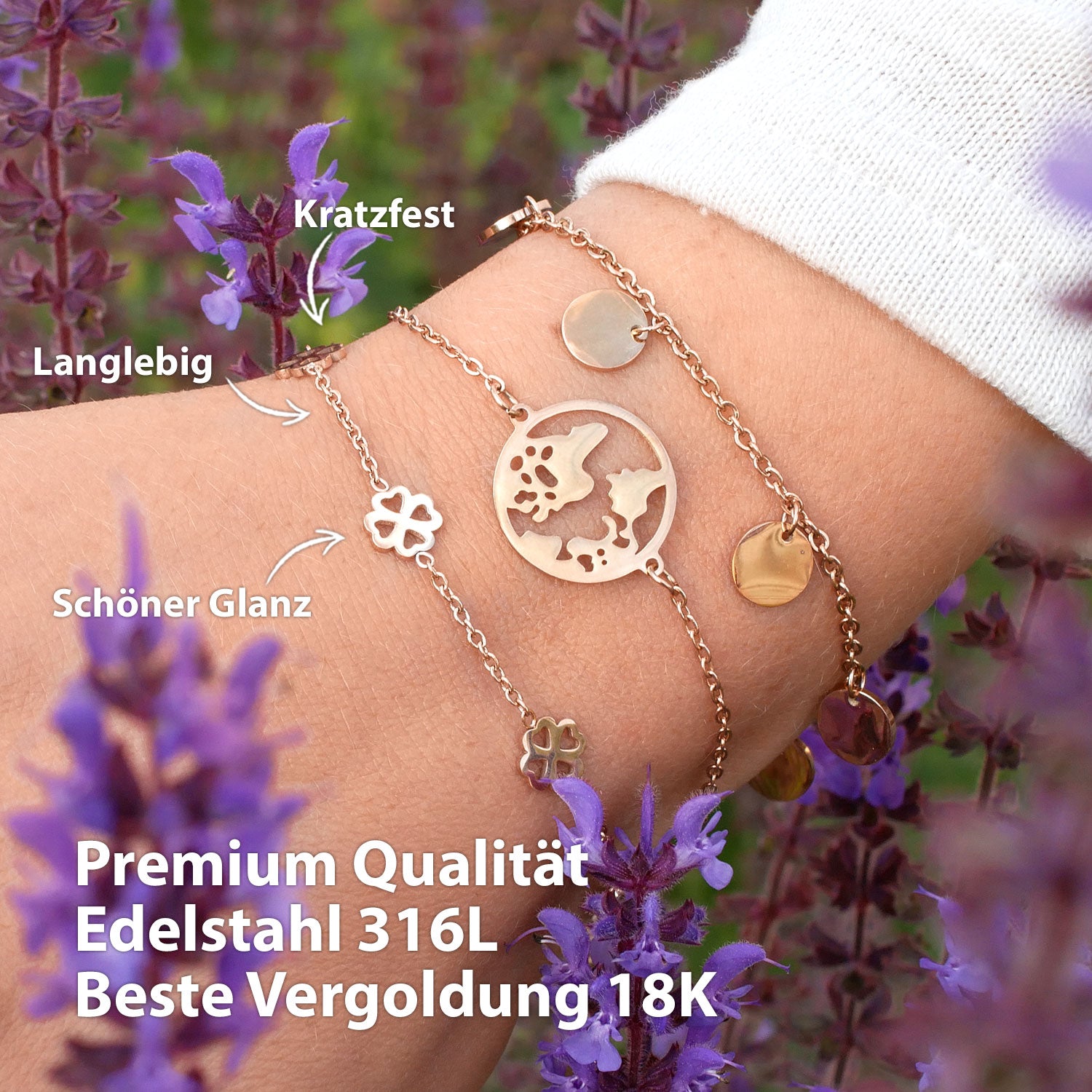 Armband Kleeblatt Rosegold Schmuck