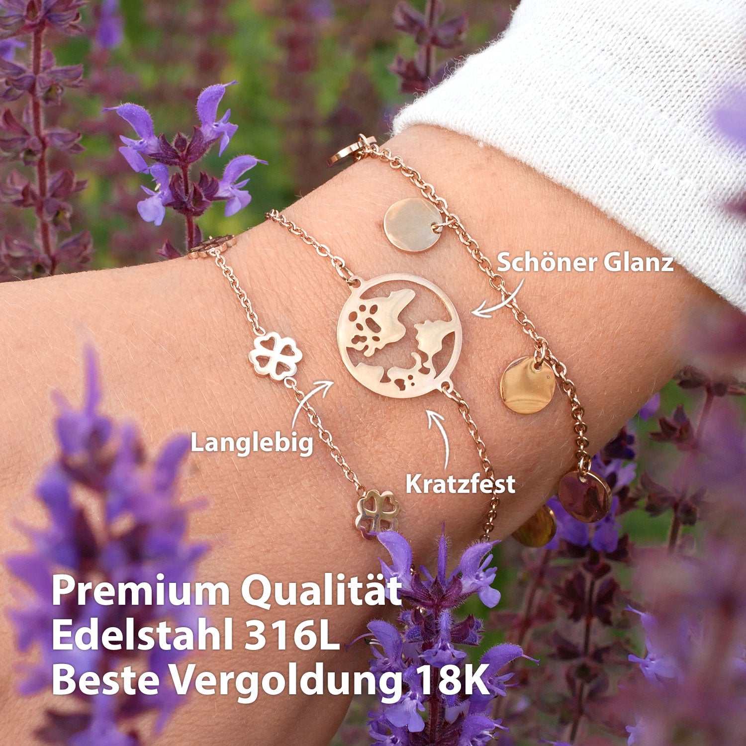 Armband Weltkarte Rosegold