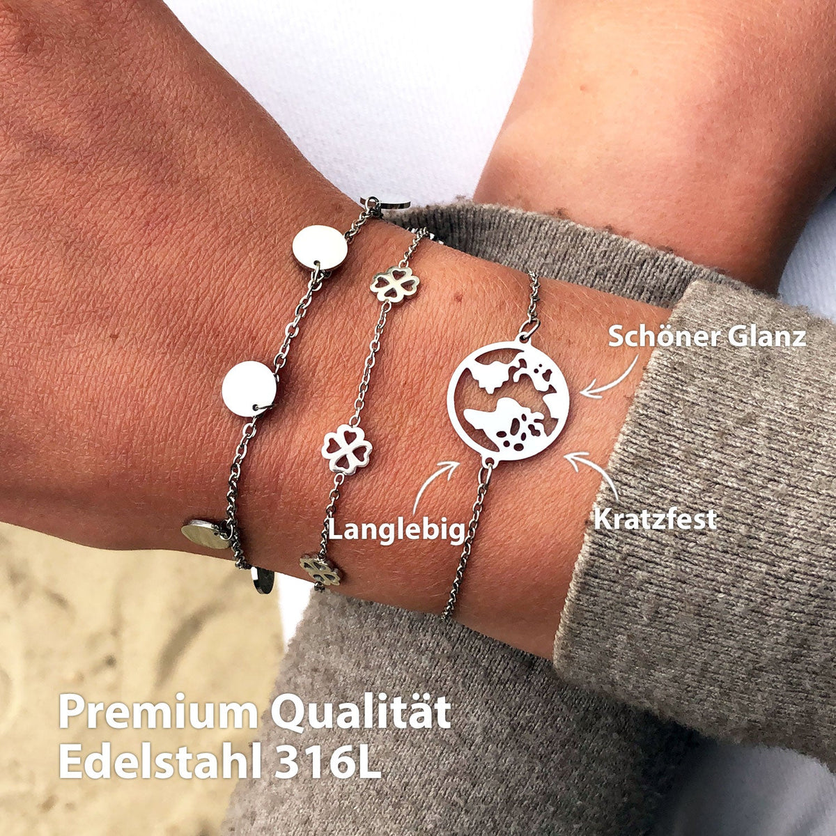 Armkette Weltkugel Silber