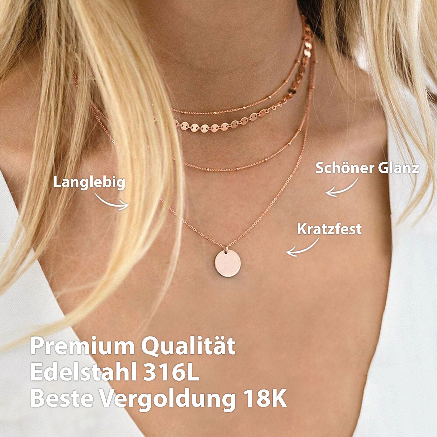 Bundle: BonnyBoho + BonnyDots Halsketten Set Roségold