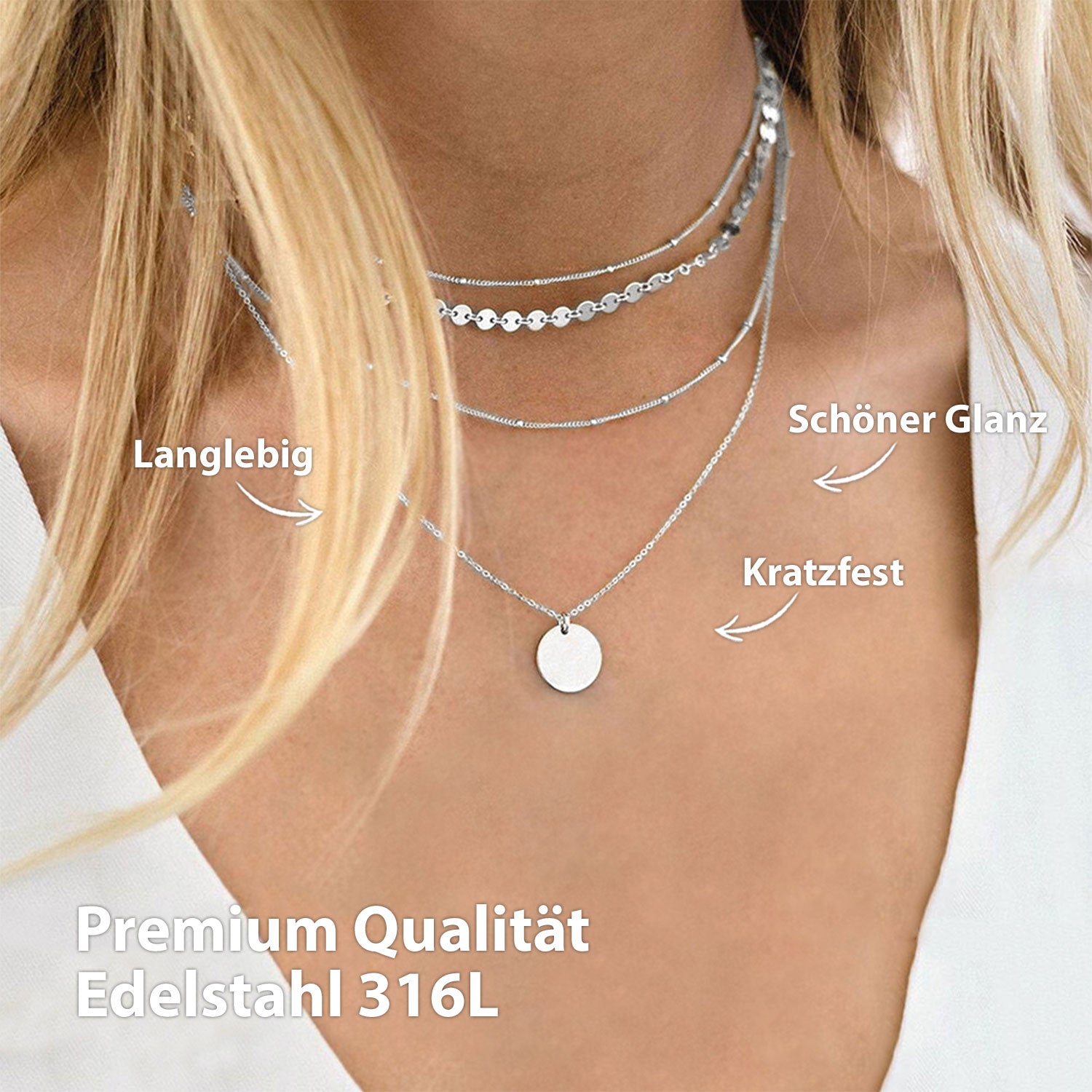 Bundle: BonnyBoho + BonnyDots Halsketten Set Silber