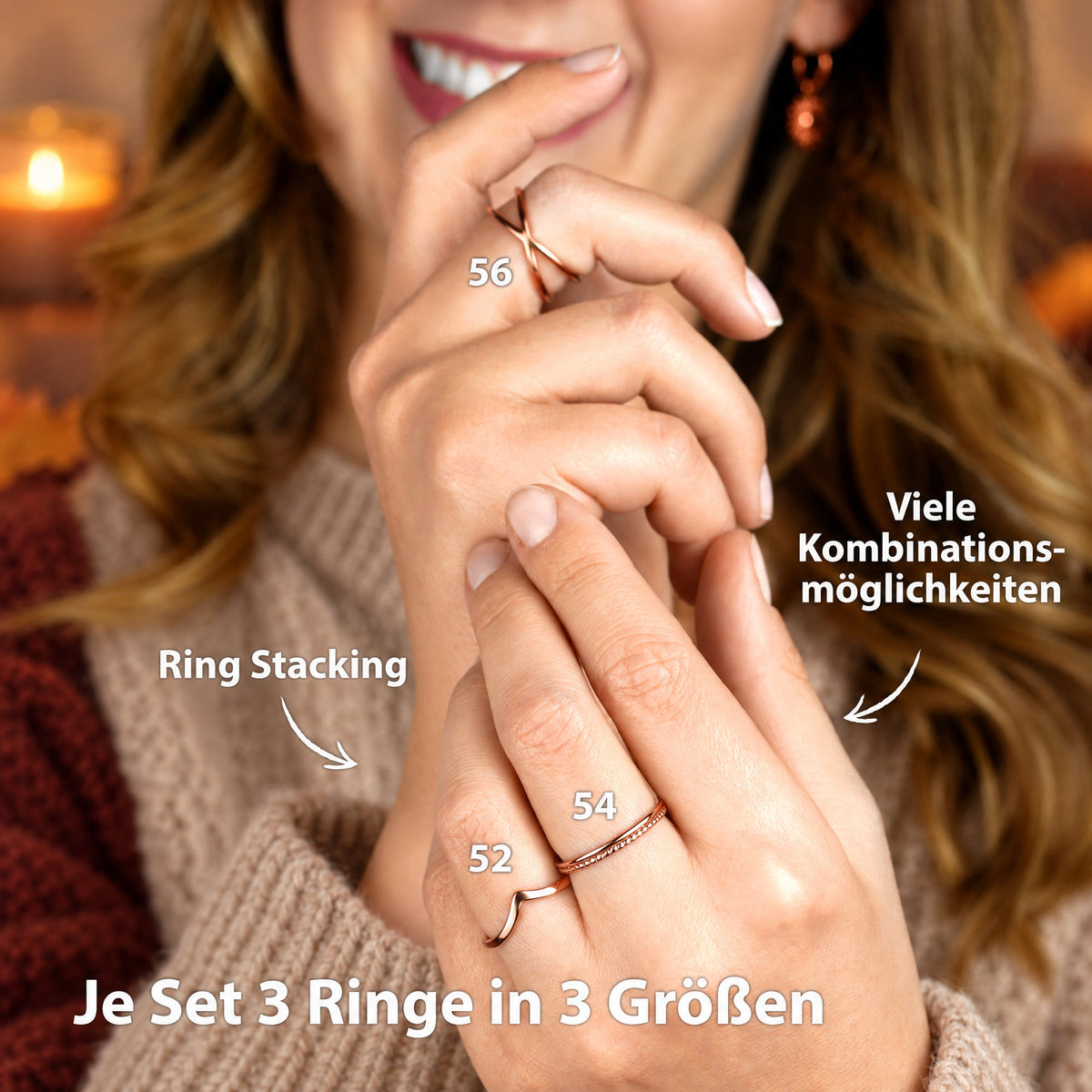 Ringe Set Roségold#Größe_52 | 54 | 56