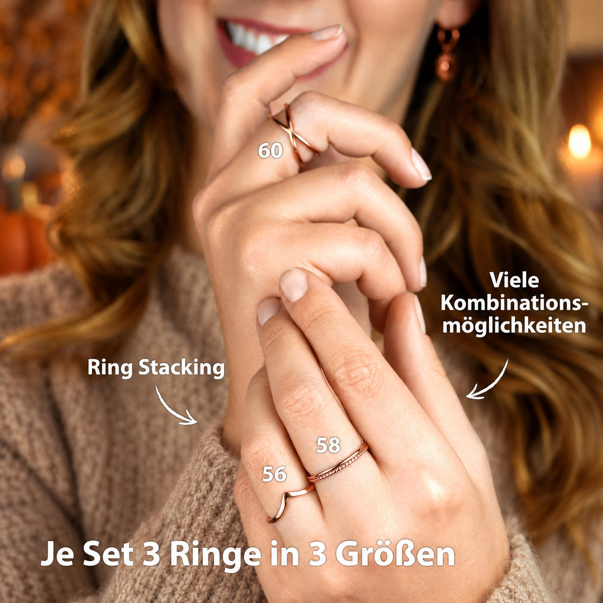 Ringe Set Roségold#Größe_56 | 58 | 60