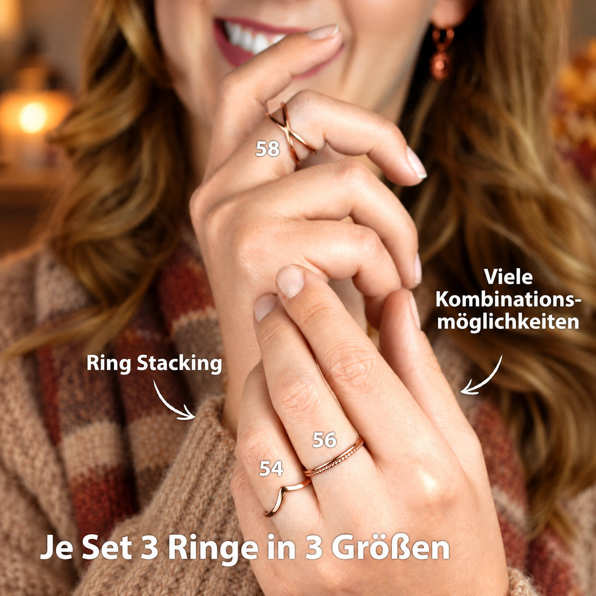 Ringe Set Roségold#Größe_54 | 56 | 58