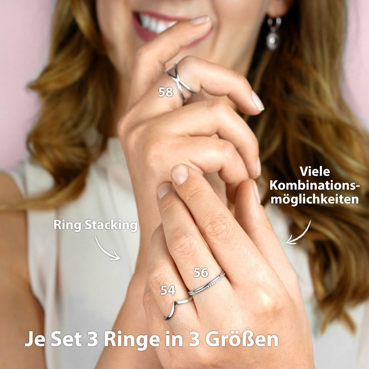 Ringe Set Silber#Größe_54 | 56 | 58