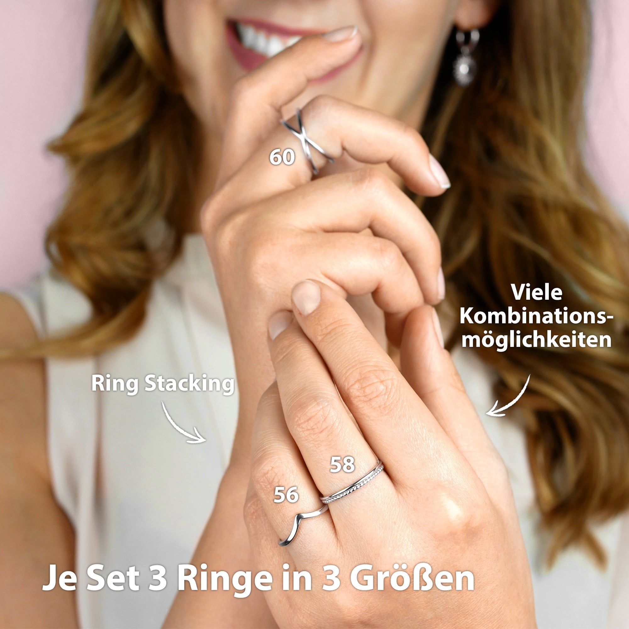 Ringe Set Silber#Größe_56 | 58 | 60
