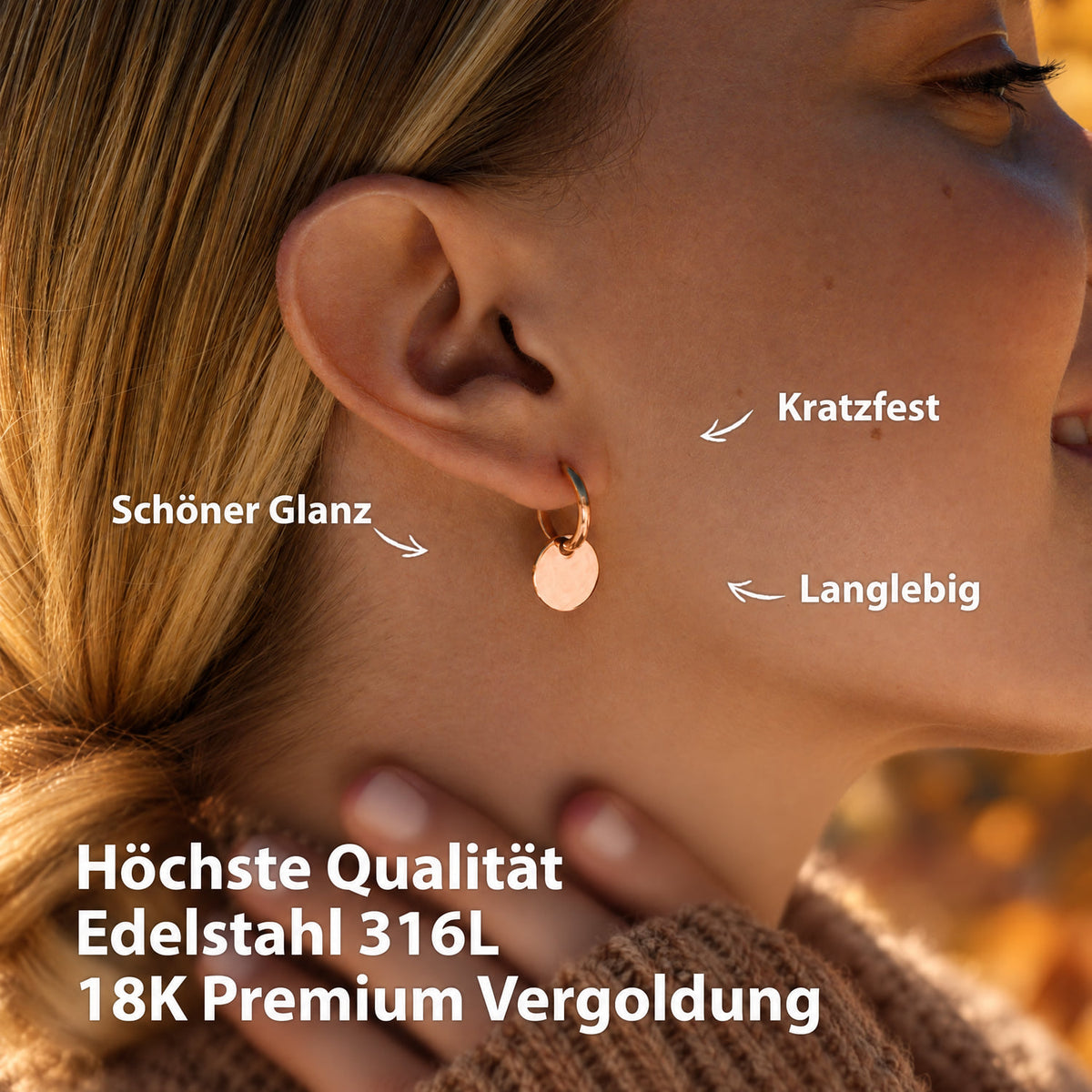 BonnyCoin Creolen mit Anhänger Rosegold - BONNYBIRD