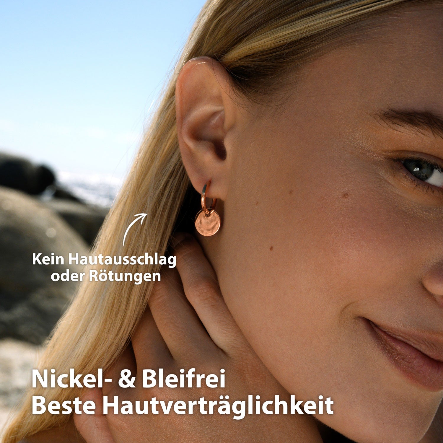 BonnyCoin Creolen mit Anhänger Rosegold - BONNYBIRD