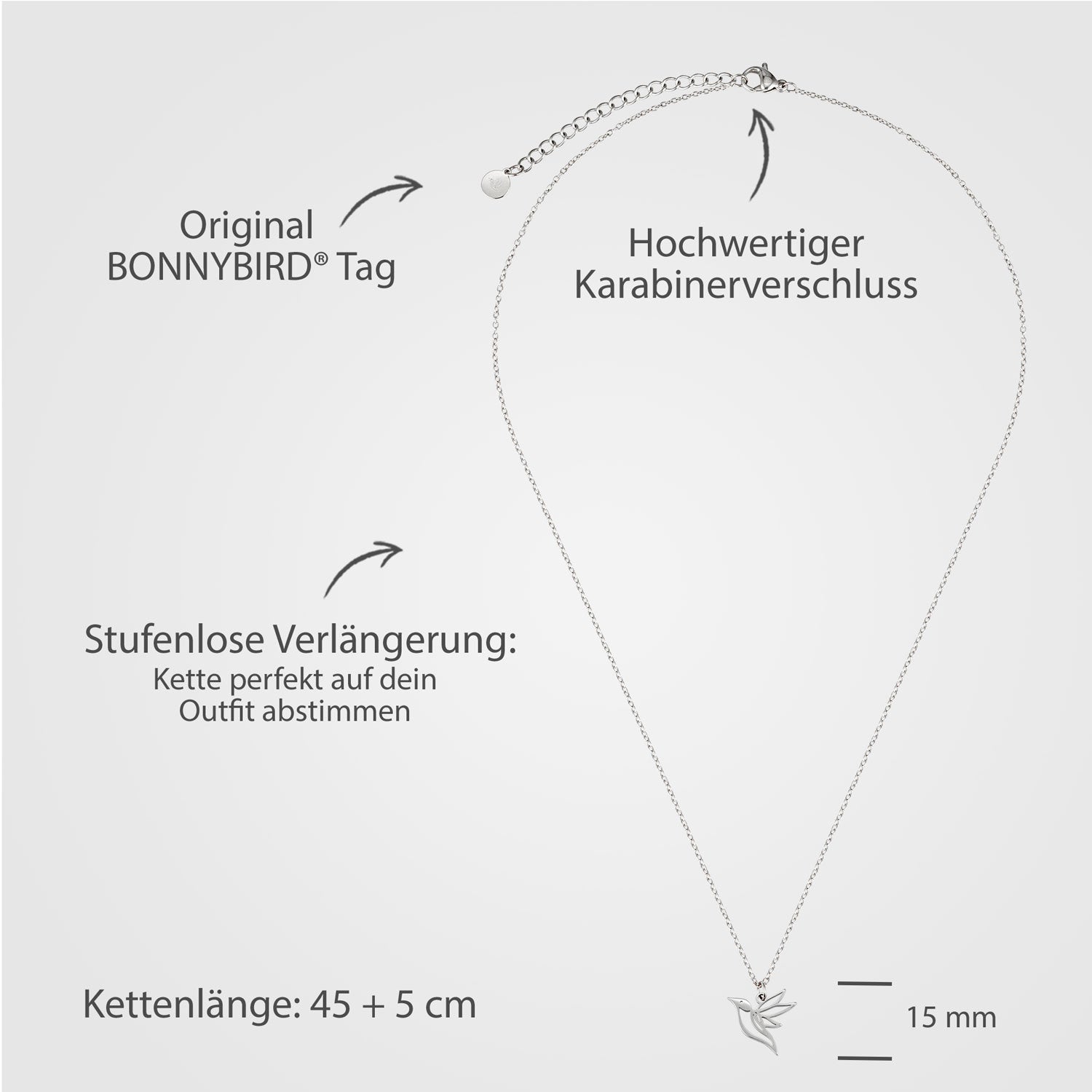 BonnyColibri Kette Kolibri Silber - BONNYBIRD