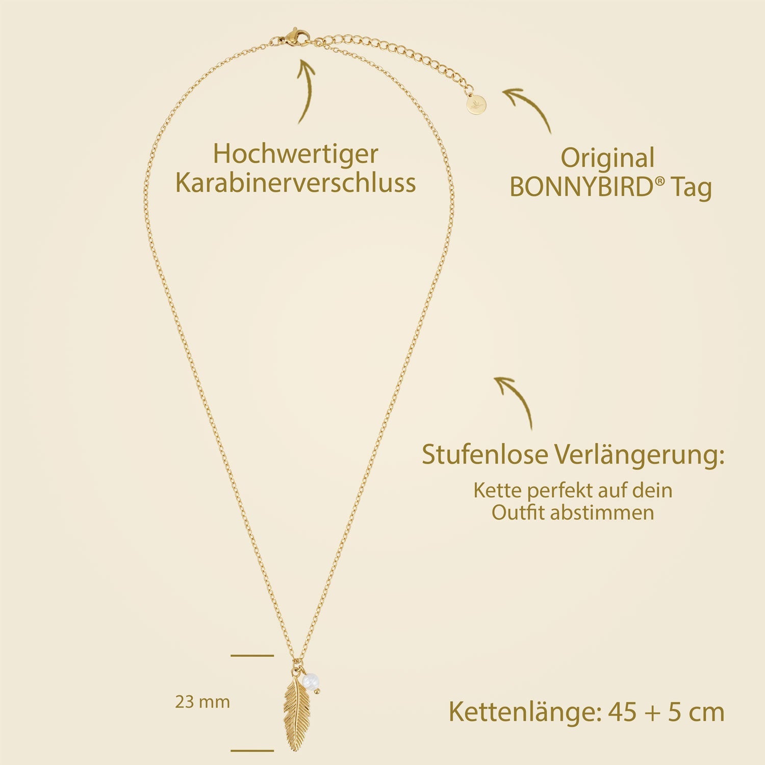 BonnyFeather Feder Kette Gold - BONNYBIRD