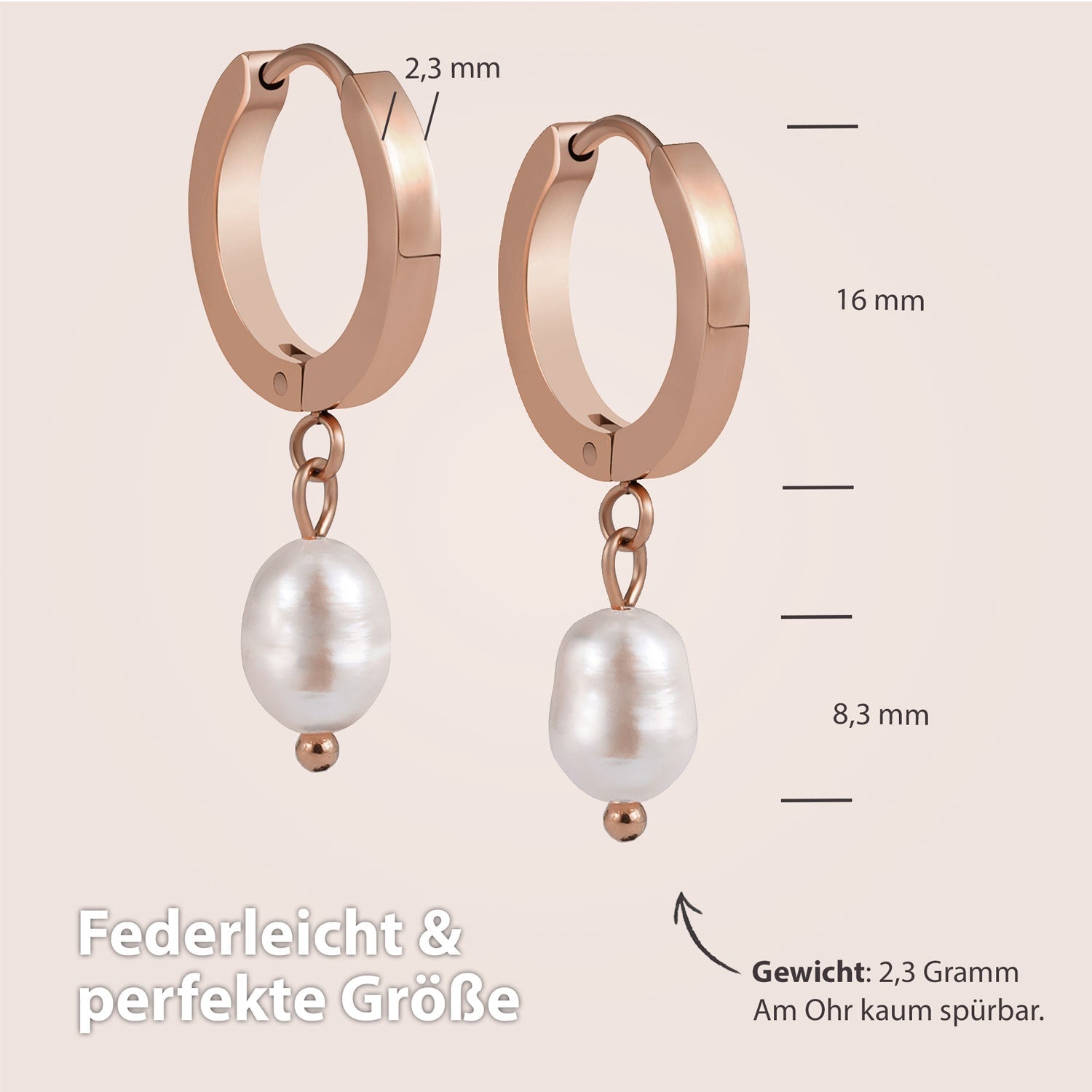 BonnyPearl Perlen Creolen Rosegold - BONNYBIRD