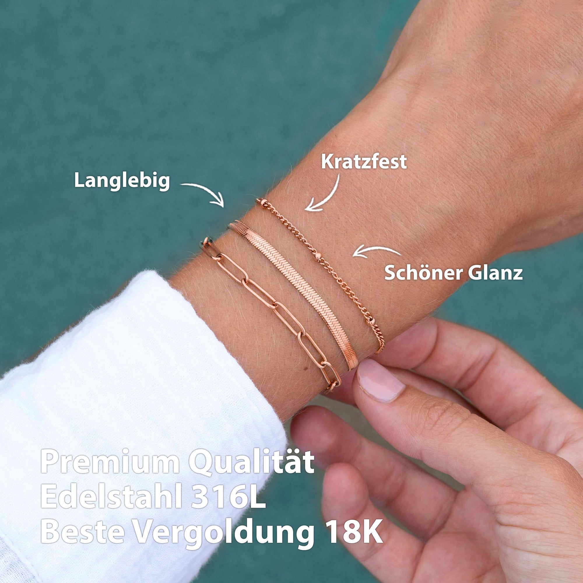 BonnyShine Armband Roségold Damen Set - BONNYBIRD