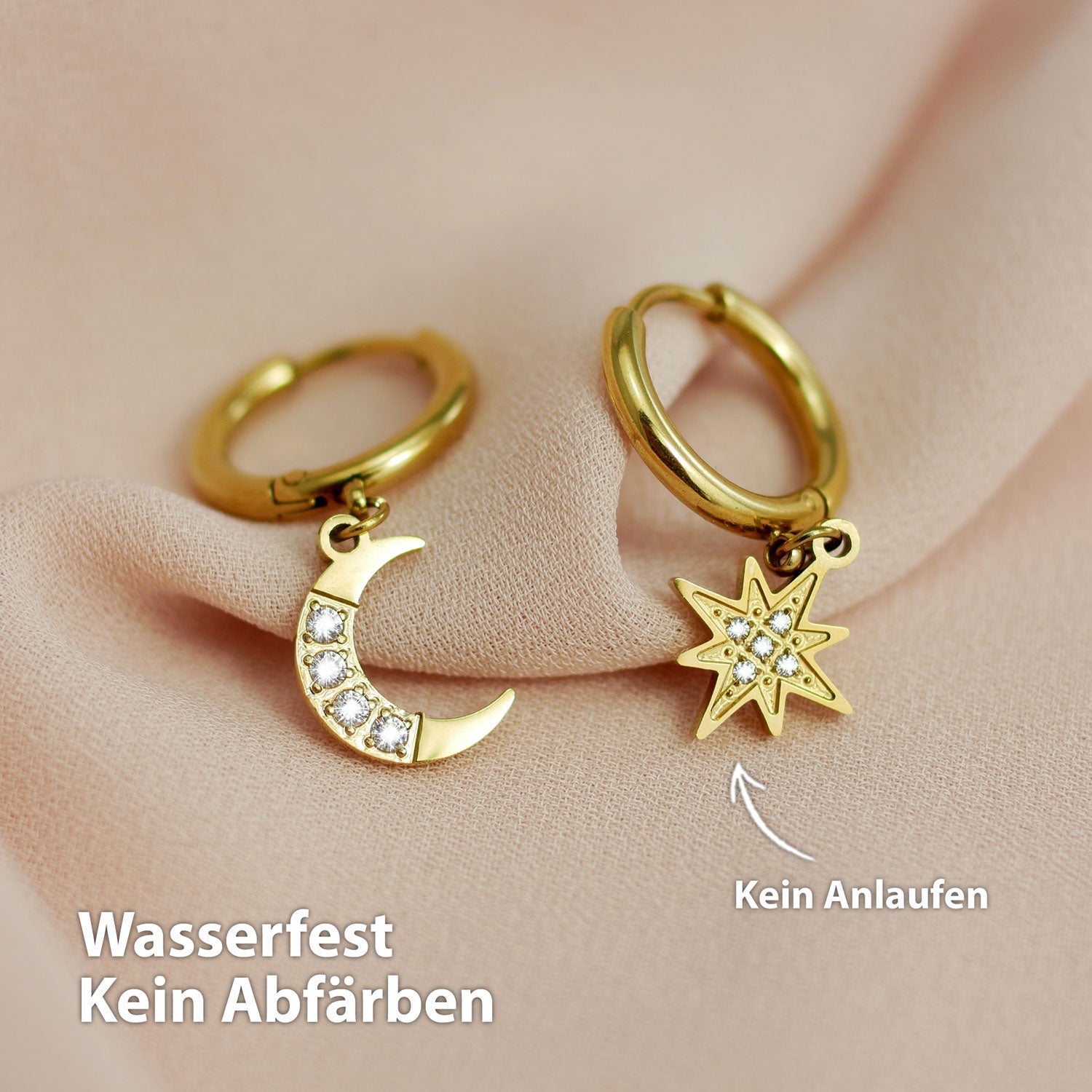 BonnySky Ohrringe Mond und Stern Gold - BONNYBIRD