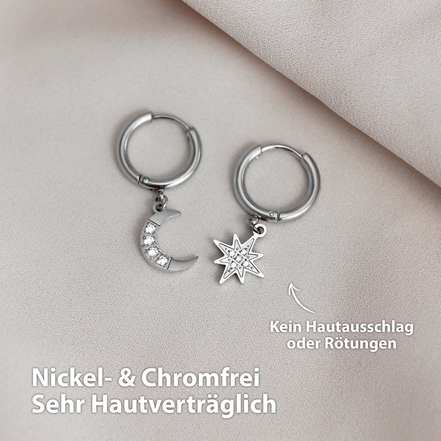 BonnySky Ohrringe Mond und Stern Silber - BONNYBIRD