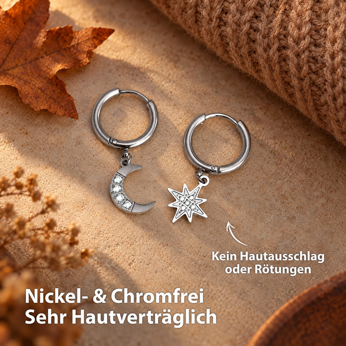 BonnySky Ohrringe Mond und Stern Silber - BONNYBIRD