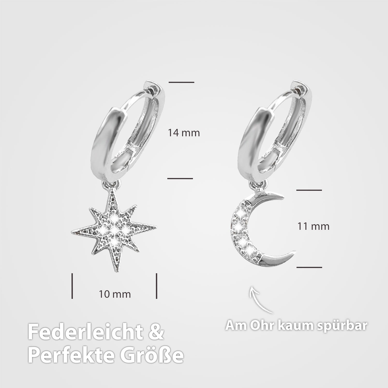 BonnySky Ohrringe Mond und Stern Silber - BONNYBIRD