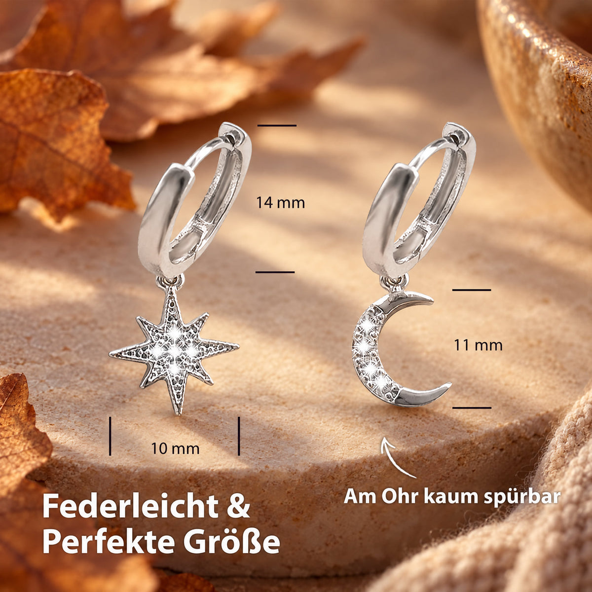 BonnySky Ohrringe Mond und Stern Silber - BONNYBIRD