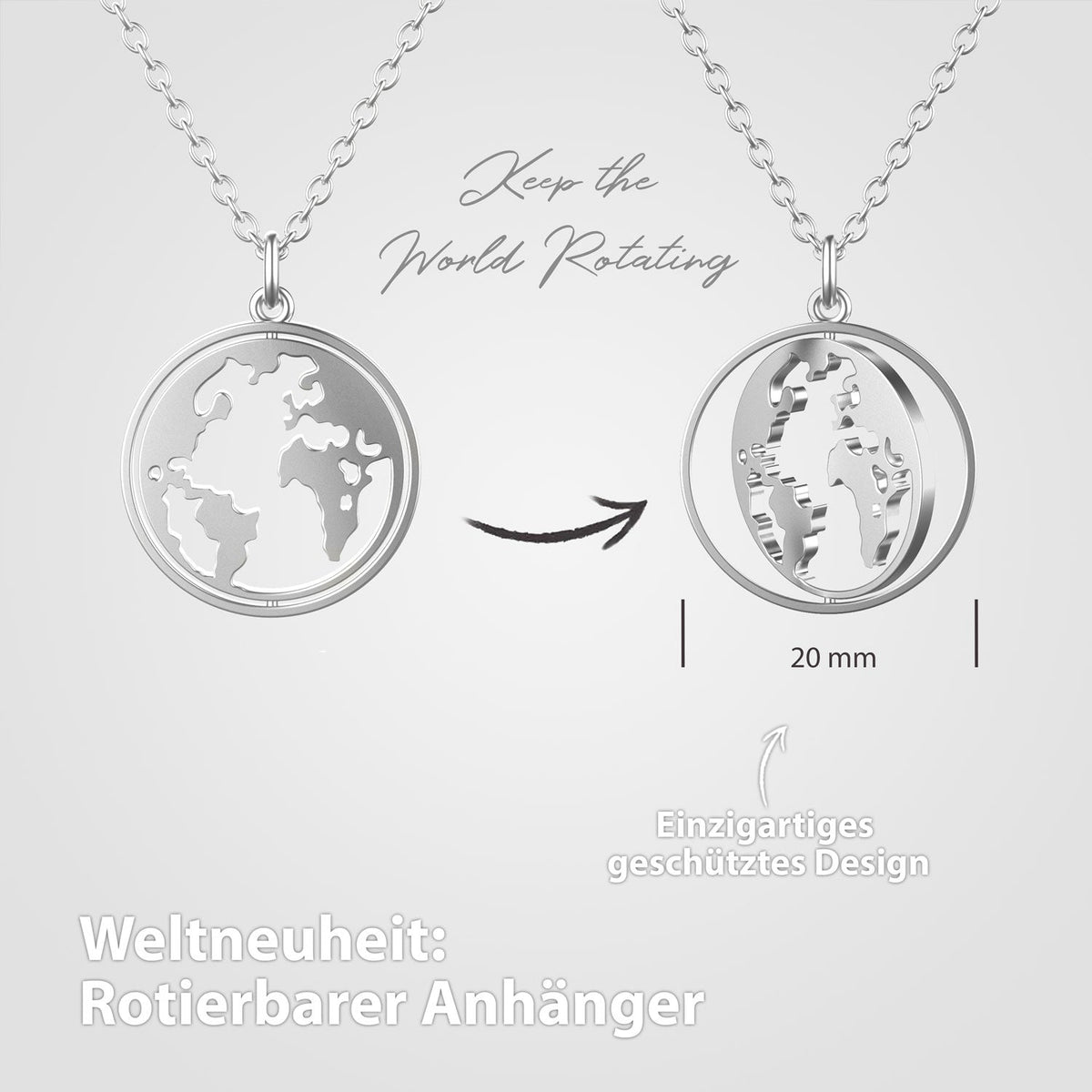 BonnyWorld Kette mit rotierbarer Weltkugel Silber - BONNYBIRD