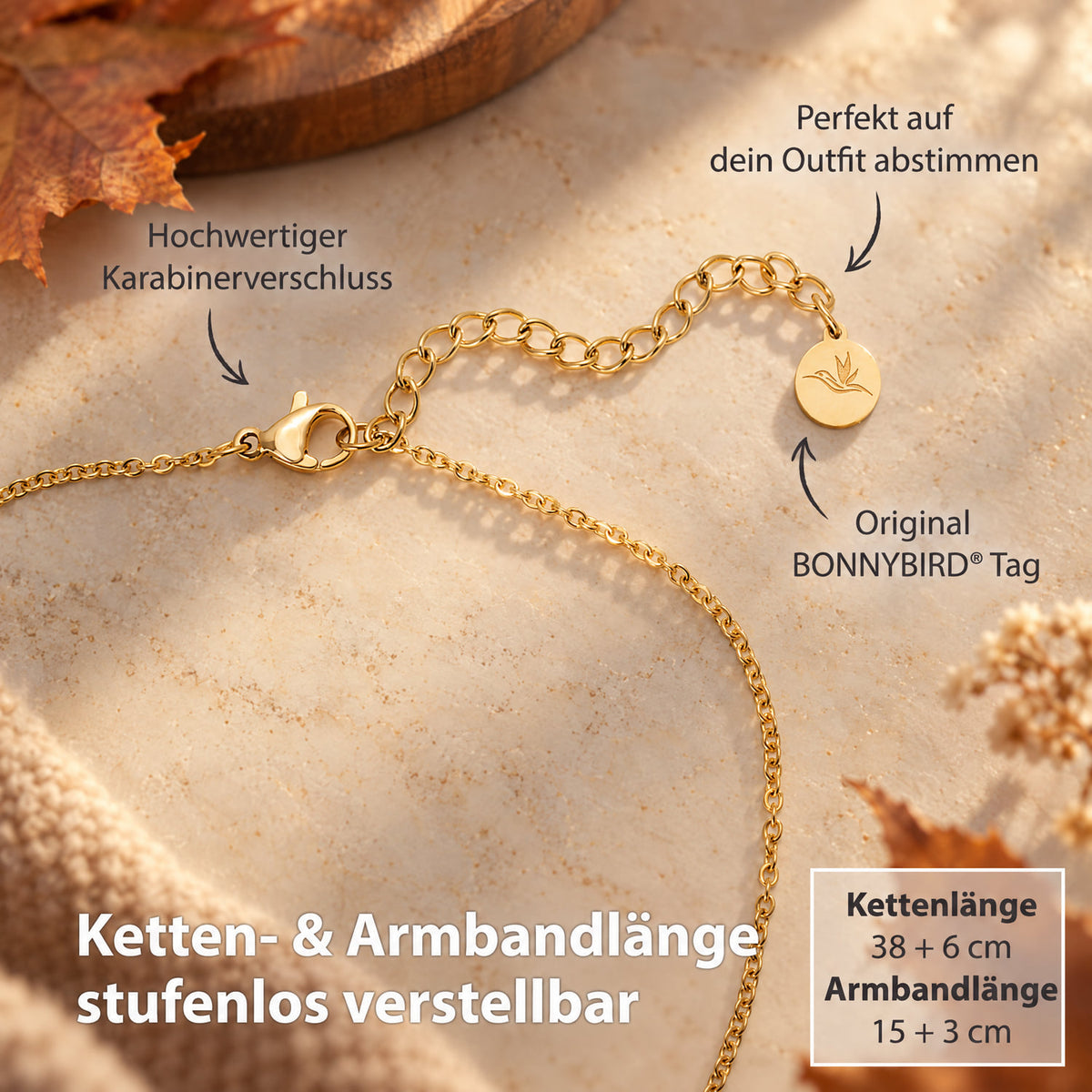 Bundle: BonnyBliss Kleeblatt Kette + Armband Gold - BONNYBIRD