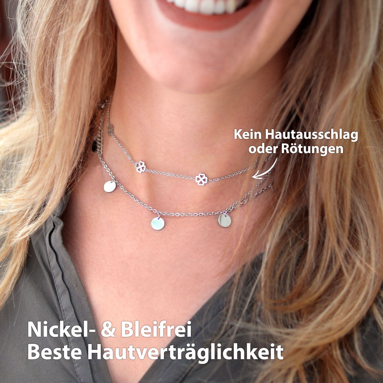 Bundle: BonnyBliss Kleeblatt Kette + Armband Silber - BONNYBIRD