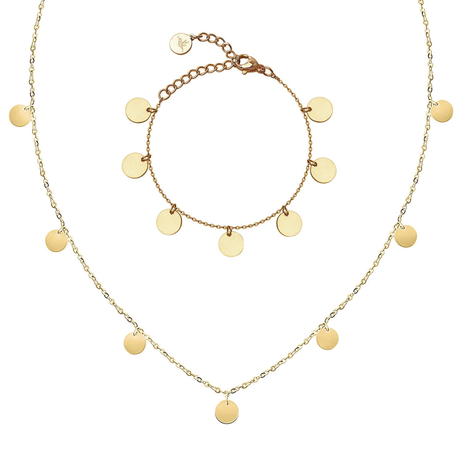 Bundle: BonnyCoin Plättchen Kette + Armband Gold - BONNYBIRD
