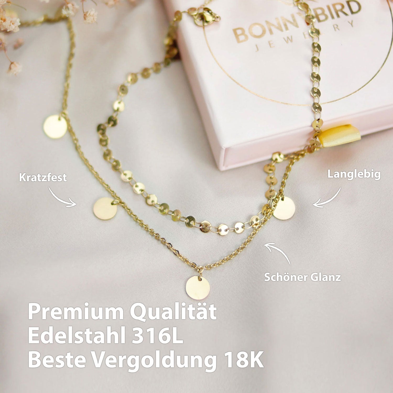 Bundle: BonnyCoin Plättchen Kette + Armband Gold - BONNYBIRD