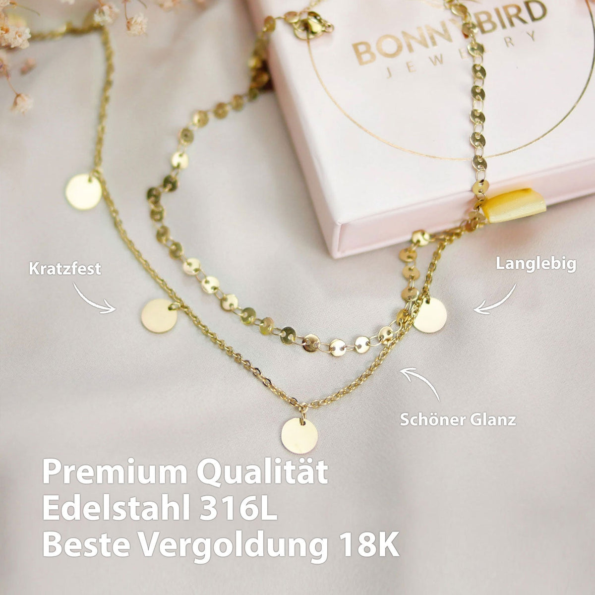 Bundle: BonnyCoin Plättchen Kette + Armband Gold - BONNYBIRD