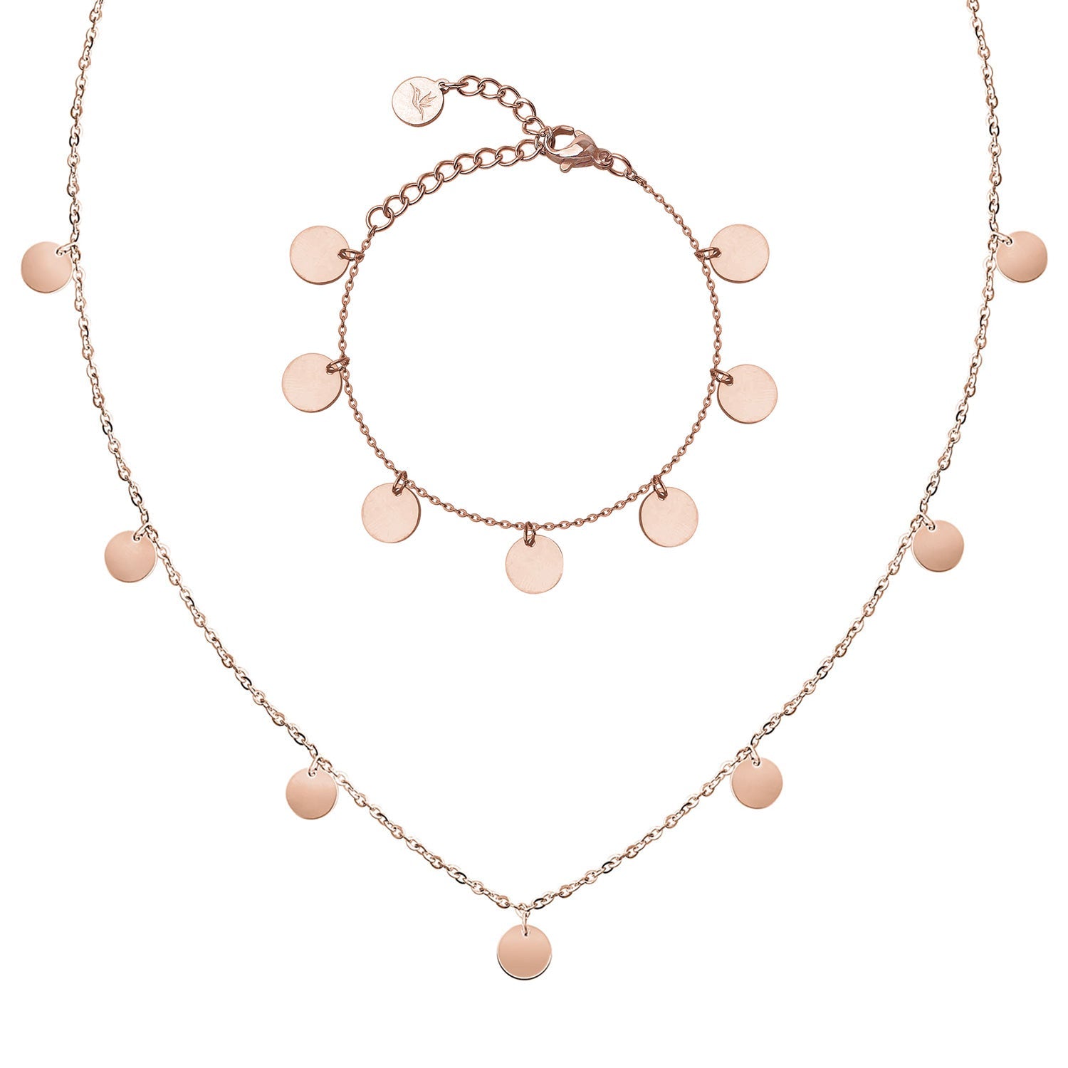Bundle: BonnyCoin Plättchen Kette + Armband Roségold - BONNYBIRD