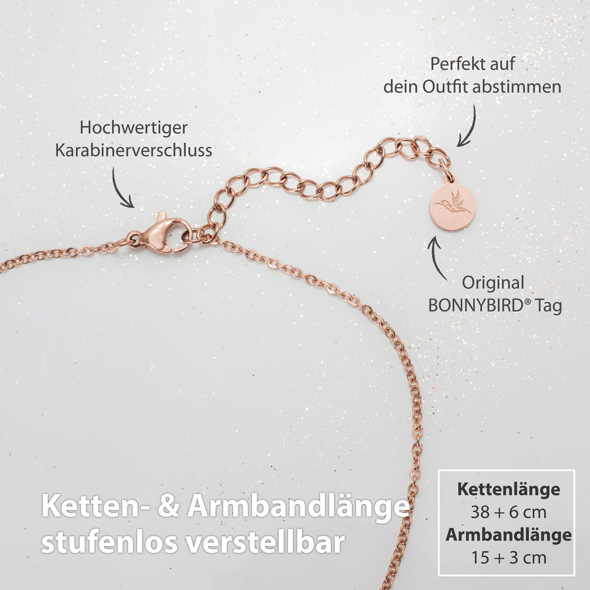 Bundle: BonnyCoin Plättchen Kette + Armband Roségold - BONNYBIRD