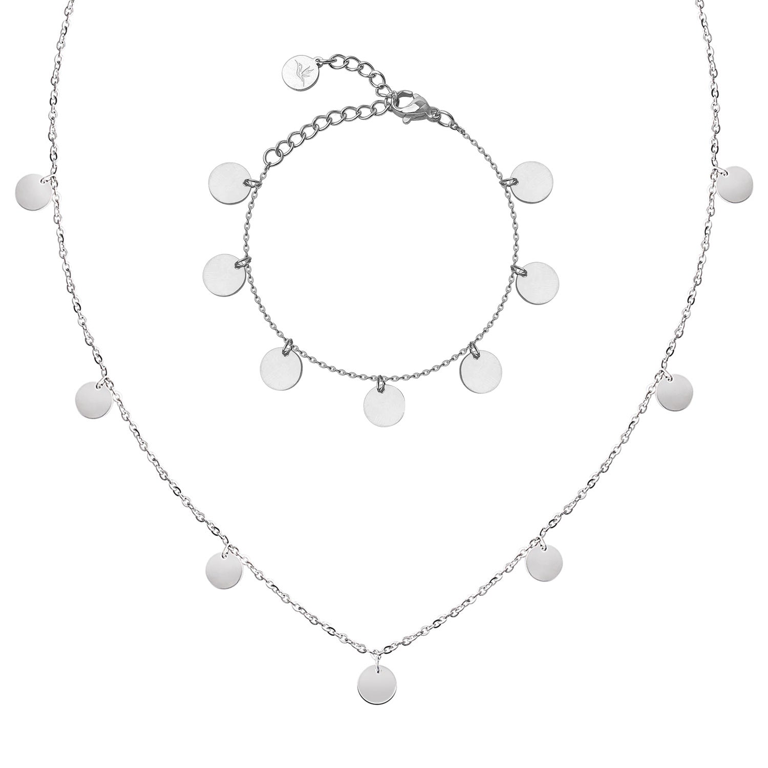 Bundle: BonnyCoin Plättchen Kette + Armband Silber - BONNYBIRD
