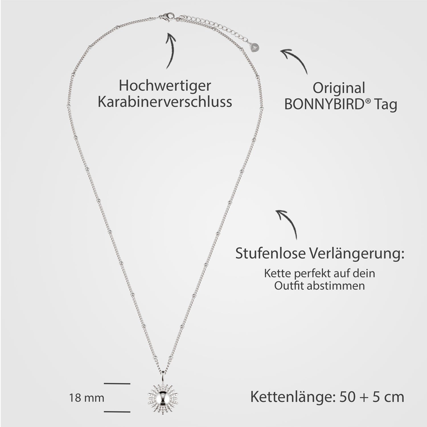 Bundle: BonnySun Kette + Ohrringe Sonne Silber - BONNYBIRD