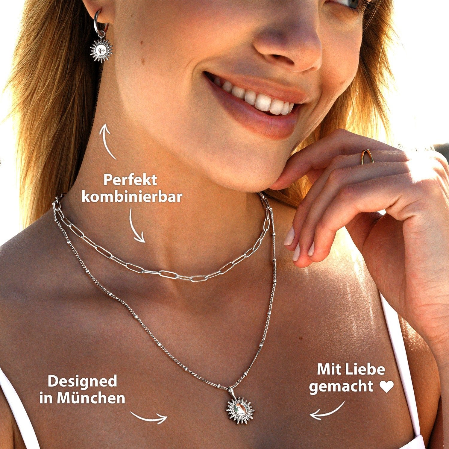 Bundle: BonnySun Kette + Ohrringe Sonne Silber - BONNYBIRD