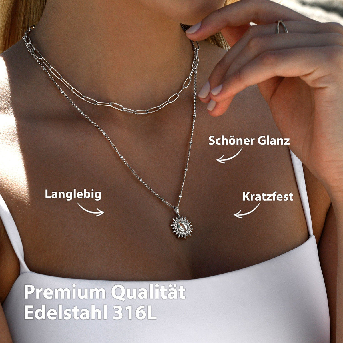 Bundle: BonnySun Kette + Ohrringe Sonne Silber - BONNYBIRD