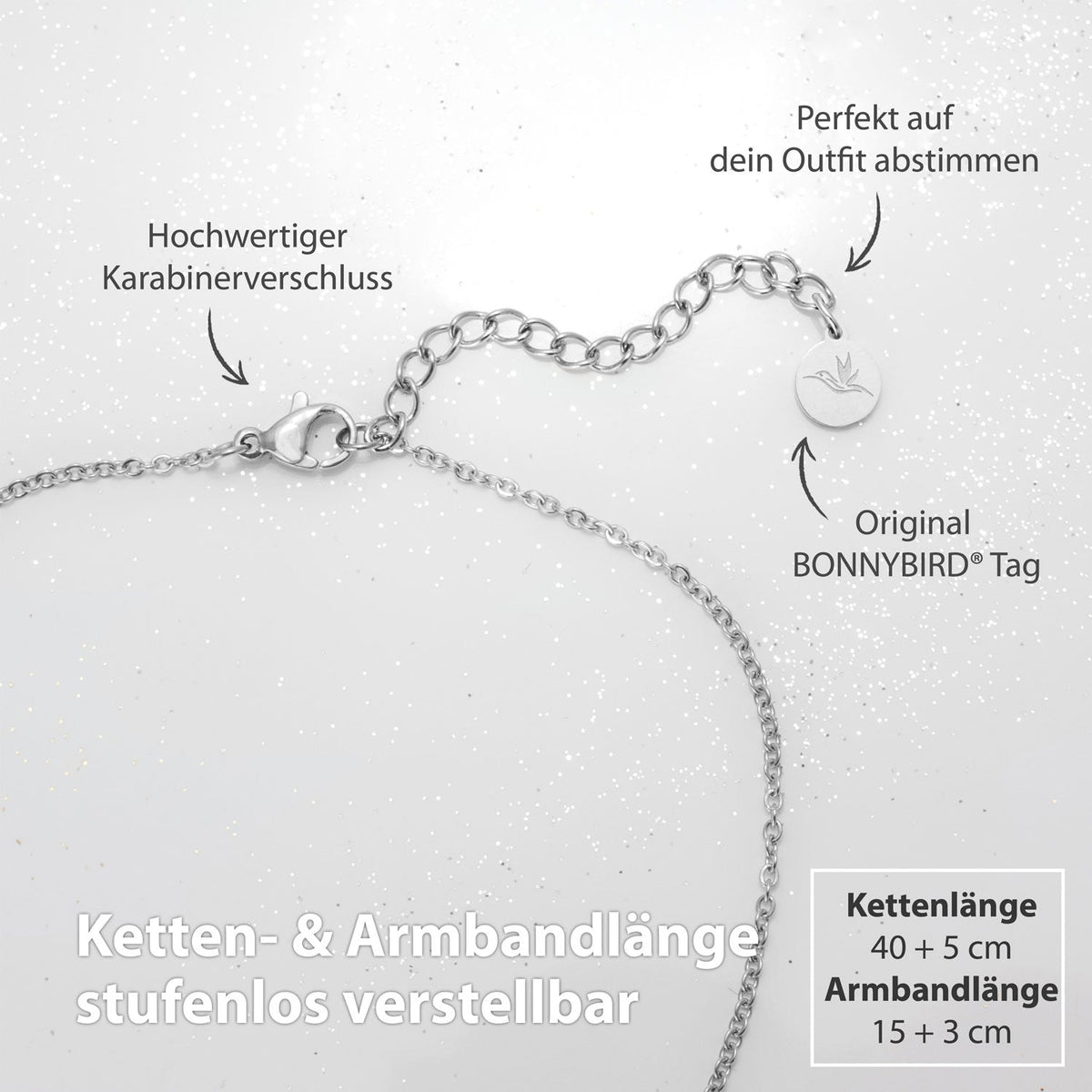 Bundle: BonnyWorld Weltkugel Kette + Armband Silber - BONNYBIRD