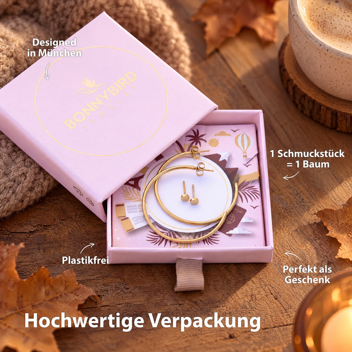 BonnyGrace Ohrringe Set Große Creole und Plättchen Stecker Gold