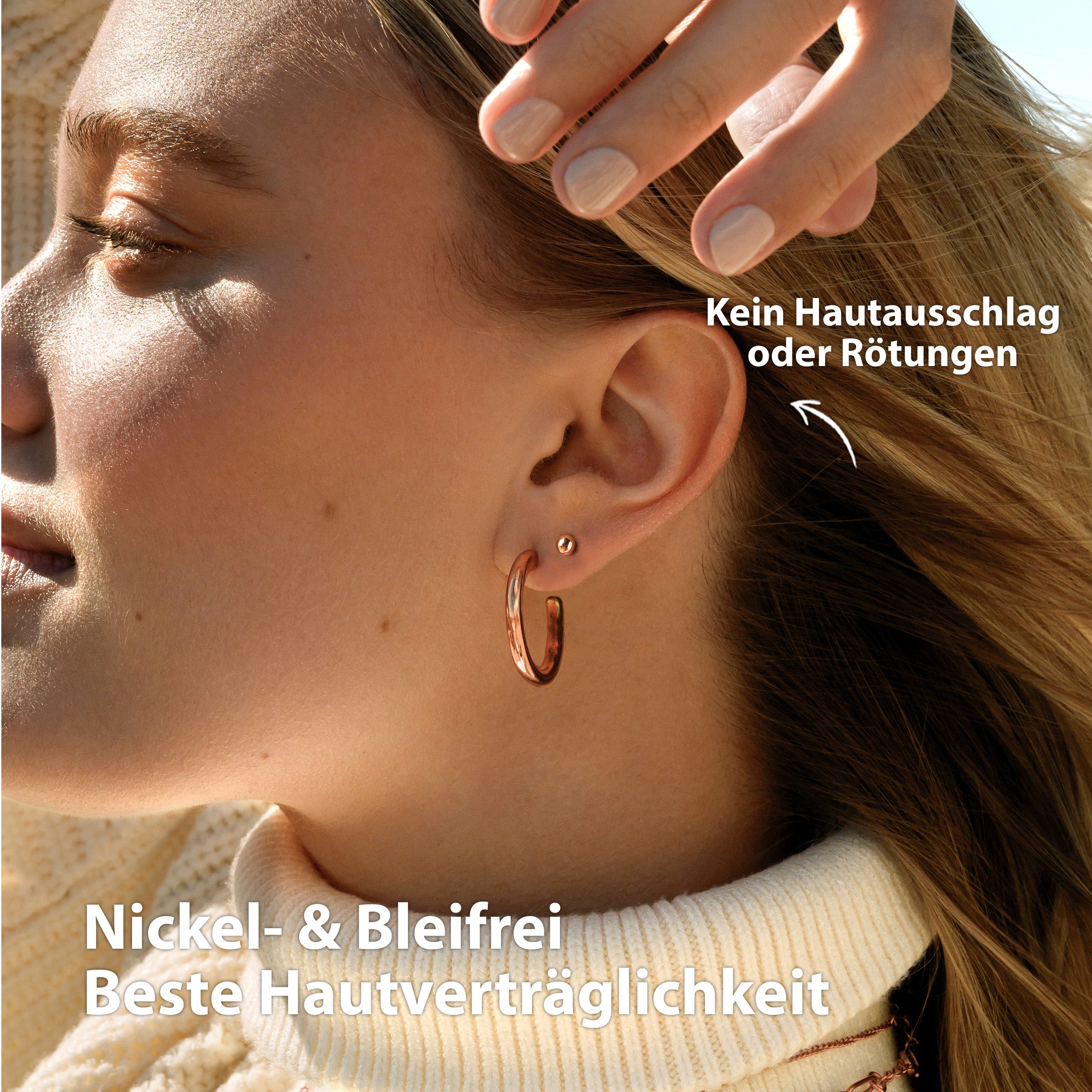 BonnyParis Ohrringe Set Creole und Kugelstecker Roségold