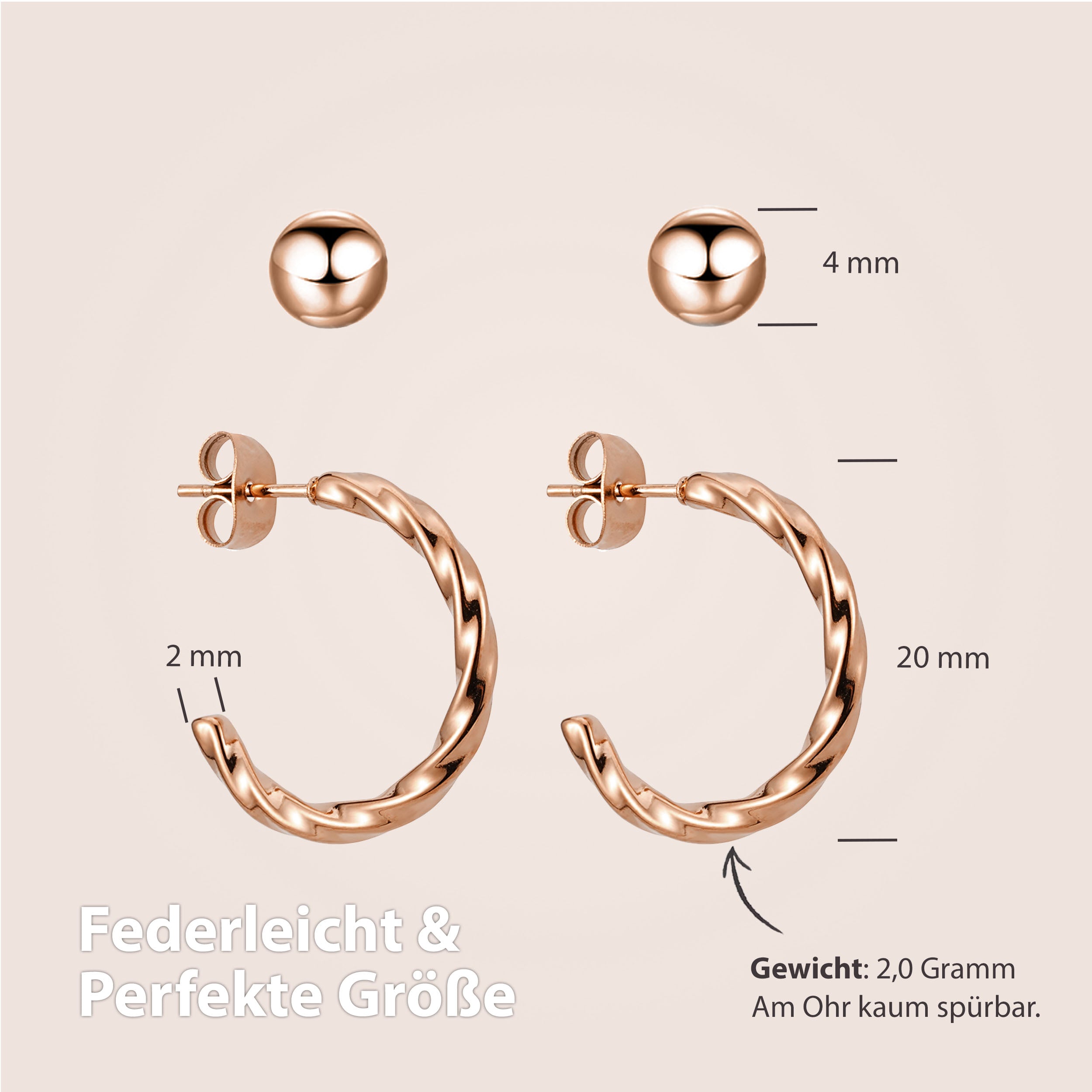 creolen rosegold set
