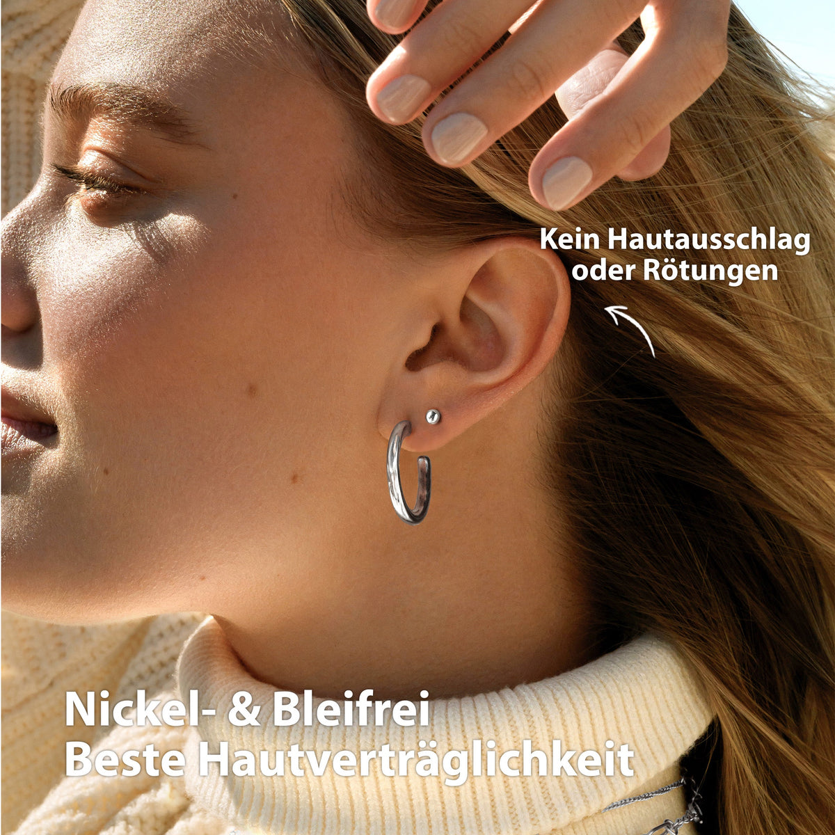 BonnyParis Ohrringe Set Creole und Kugelstecker Silber
