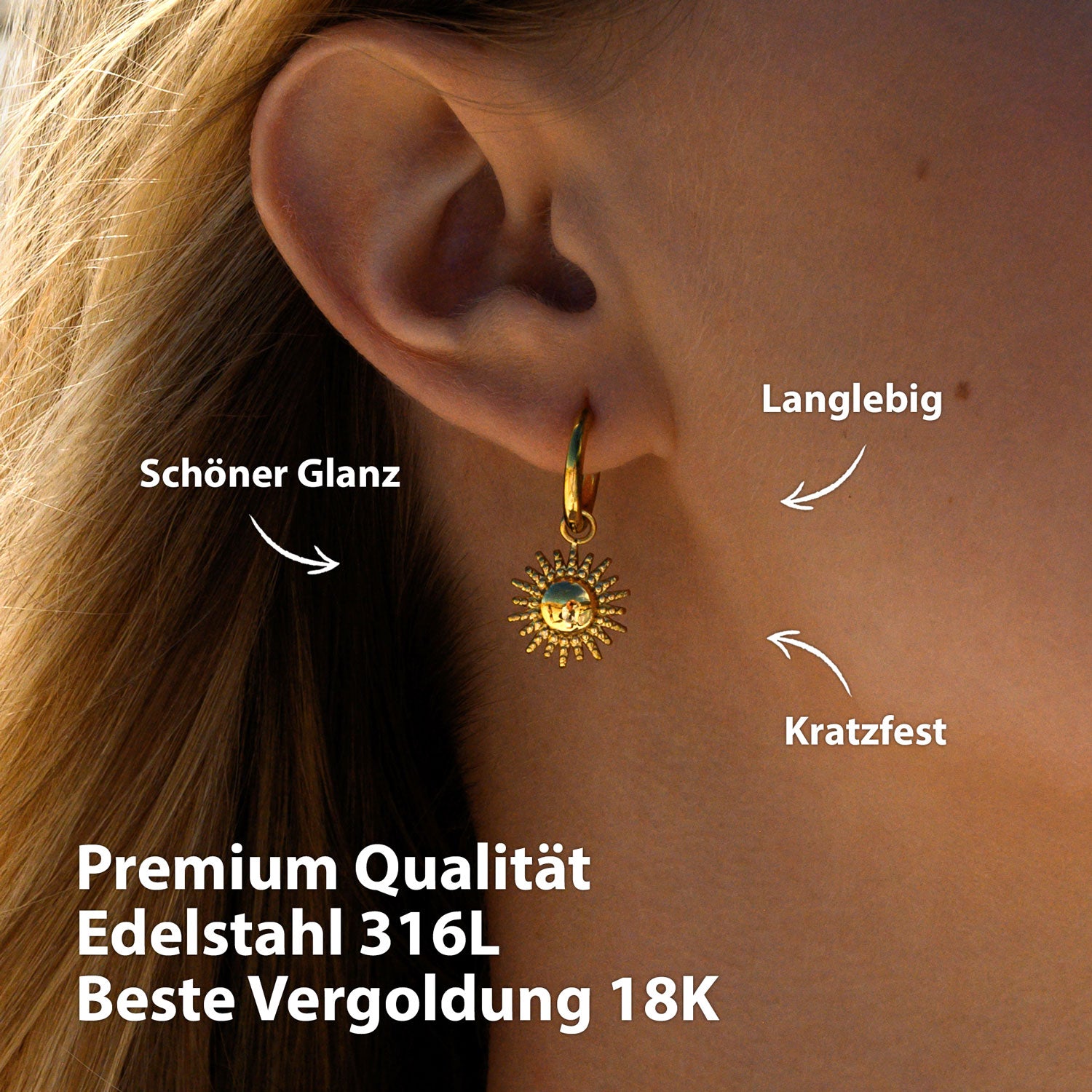 Creolen Sonne Gold