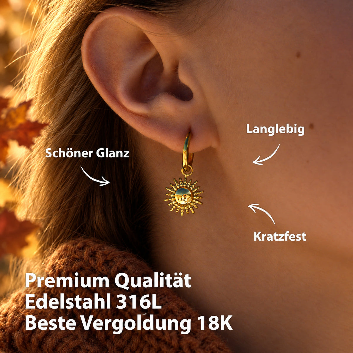 Creolen Sonne Gold