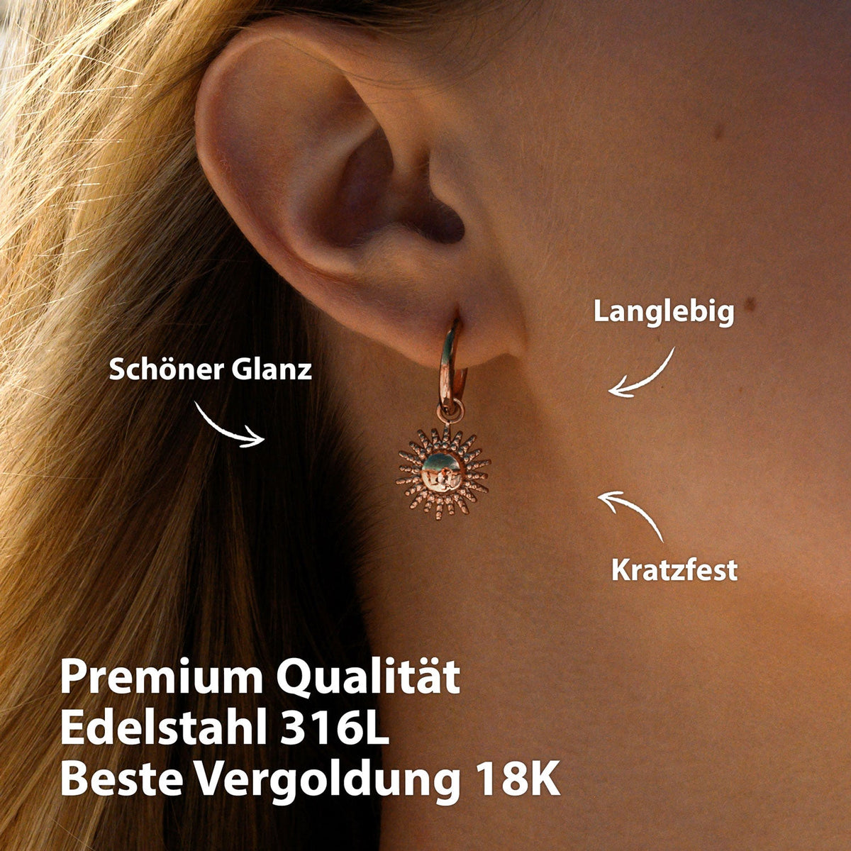 Creolen Sonne Rosegold