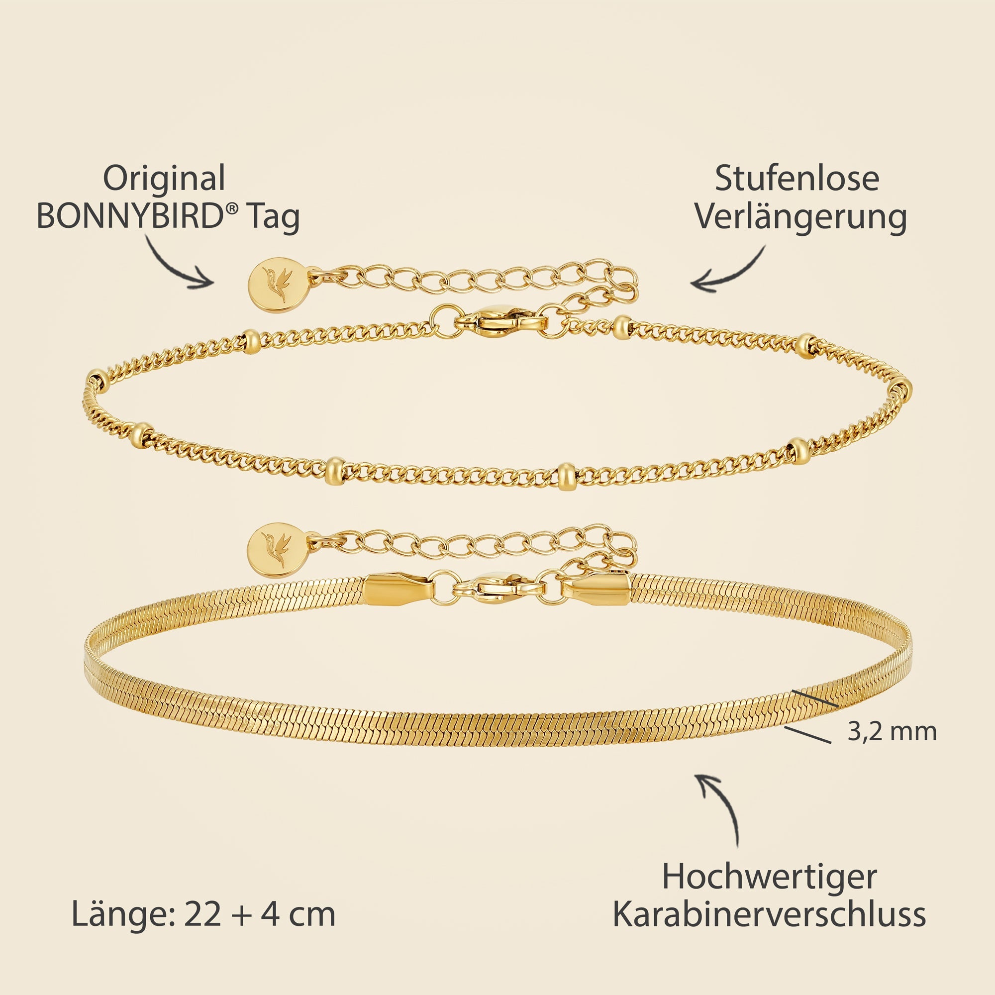 Damen Fusskettchen Gold