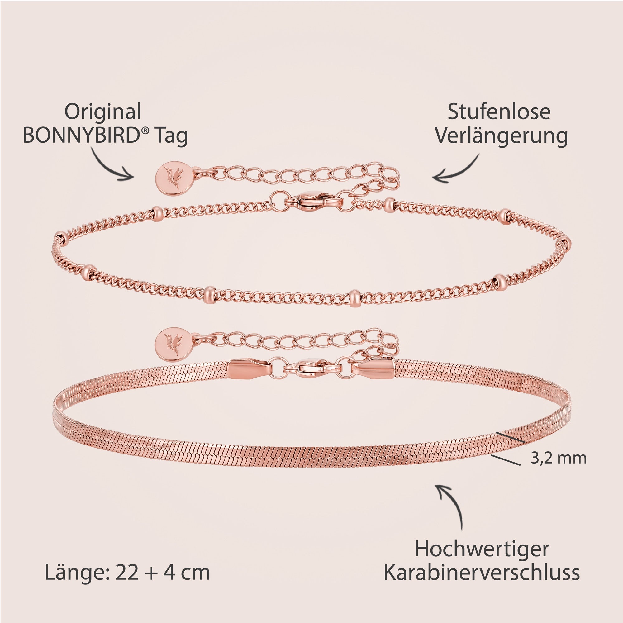 Damen Fußkettchen Rosegold