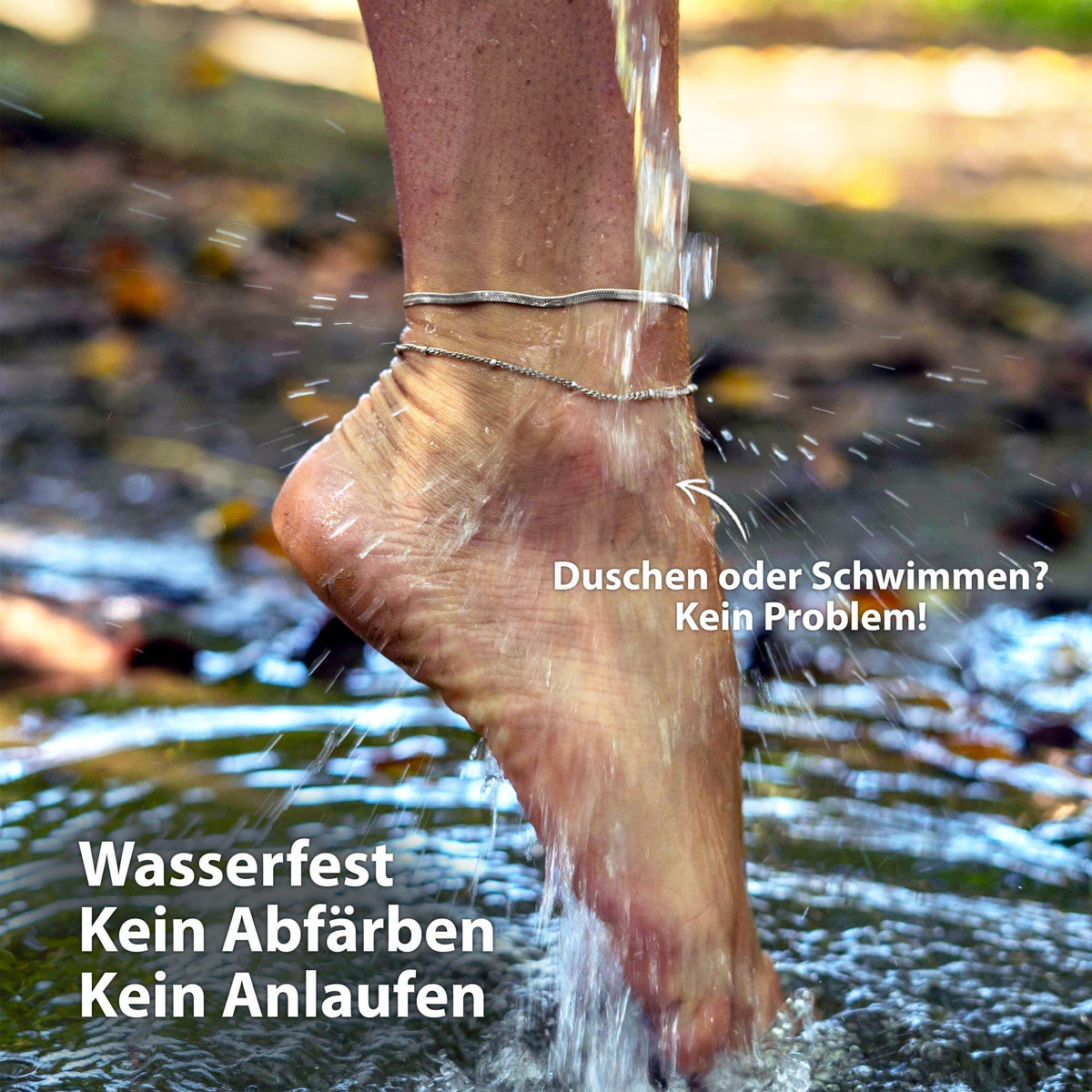 Fusskettchen wasserfest silber
