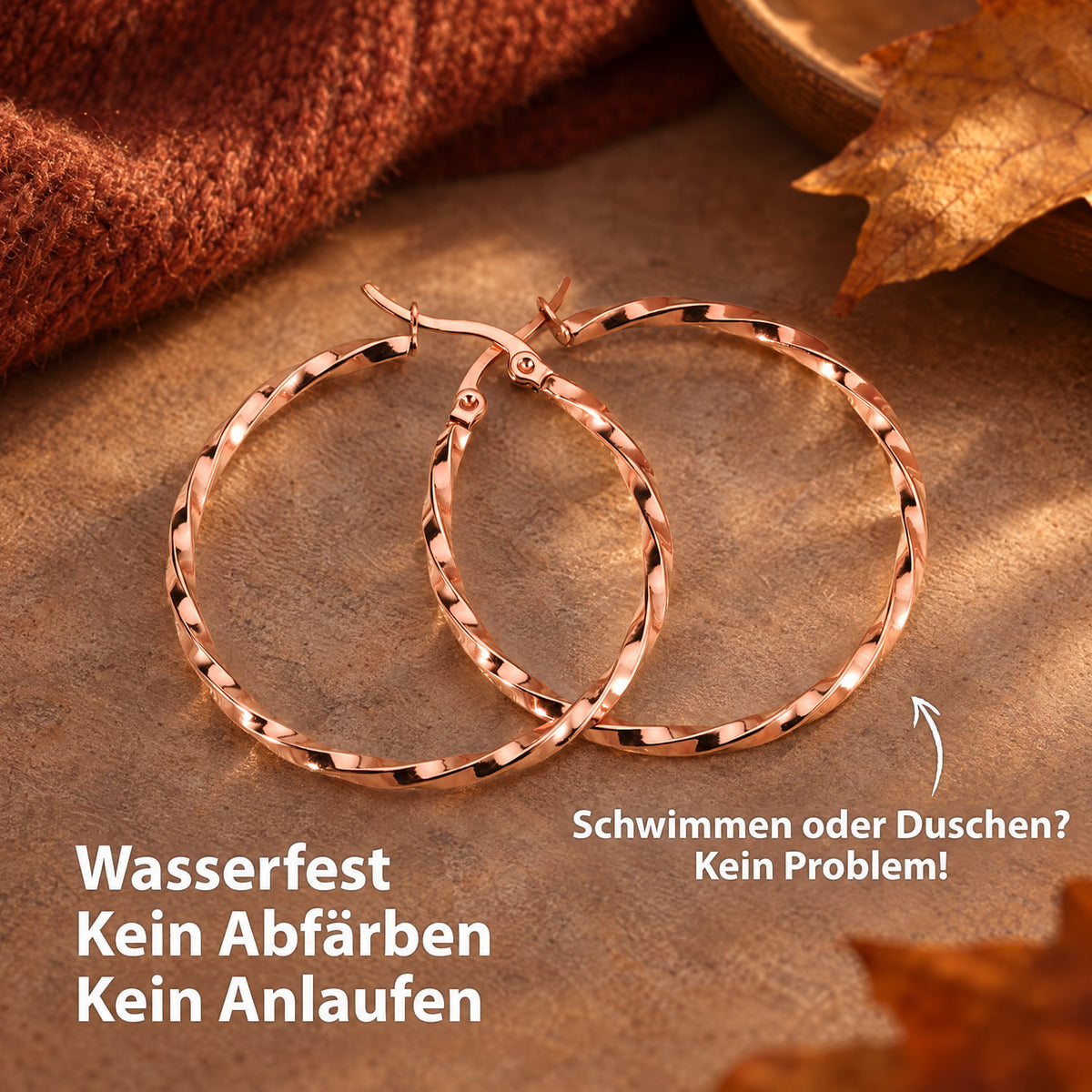 grosse creolen gedreht rosegold