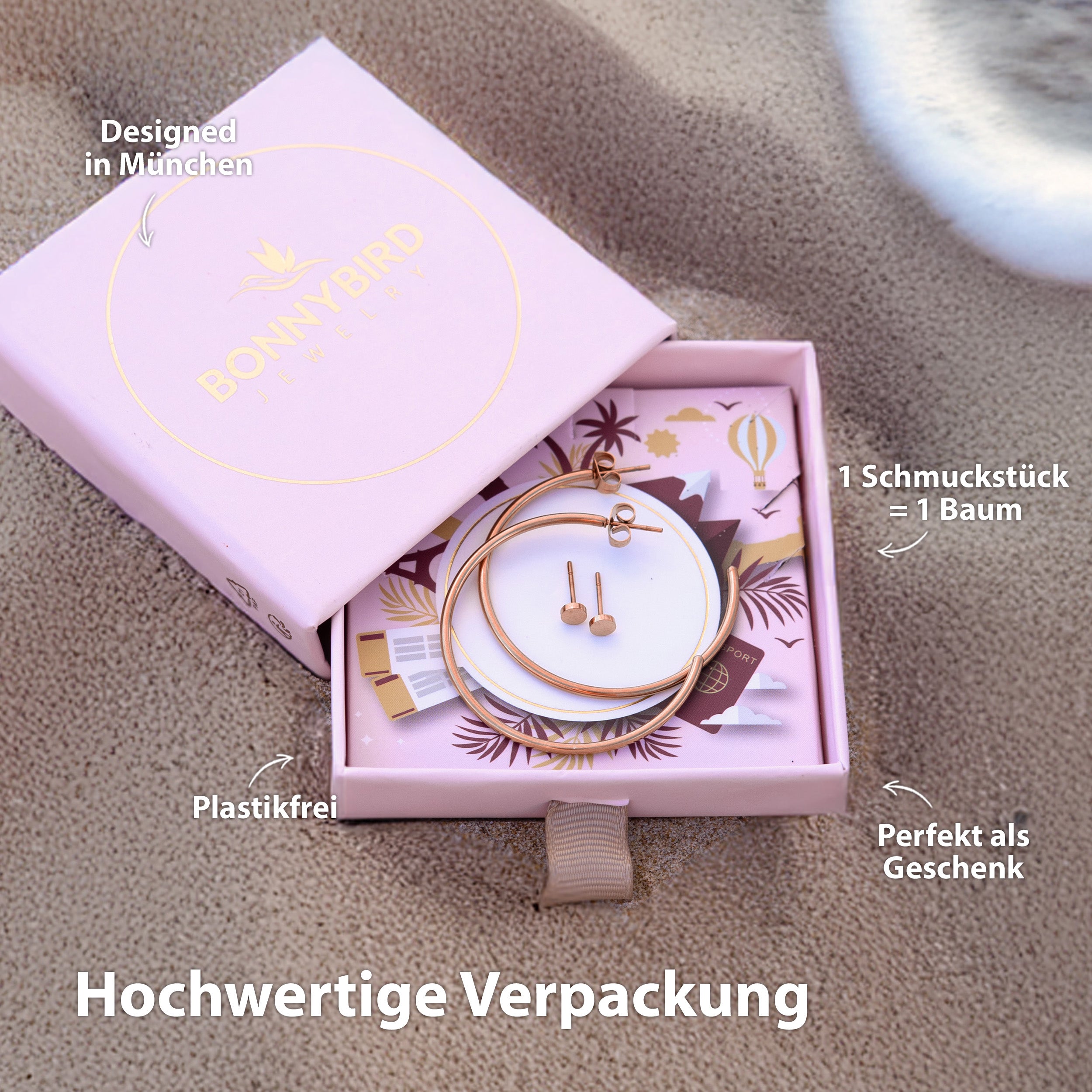 BonnyGrace Ohrringe Set Große Creole und Plättchen Stecker Roségold