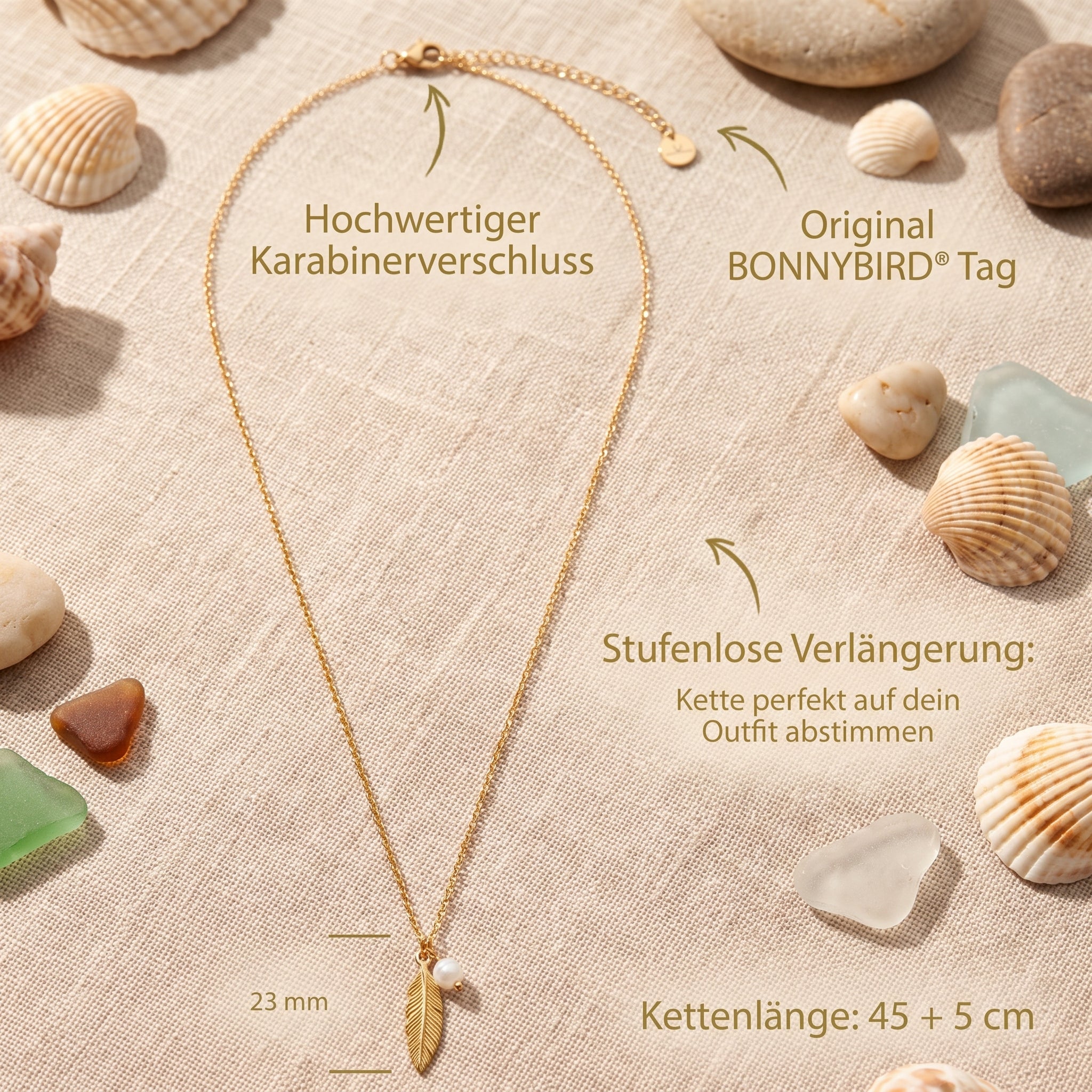 BonnyFeather Feder Kette Gold