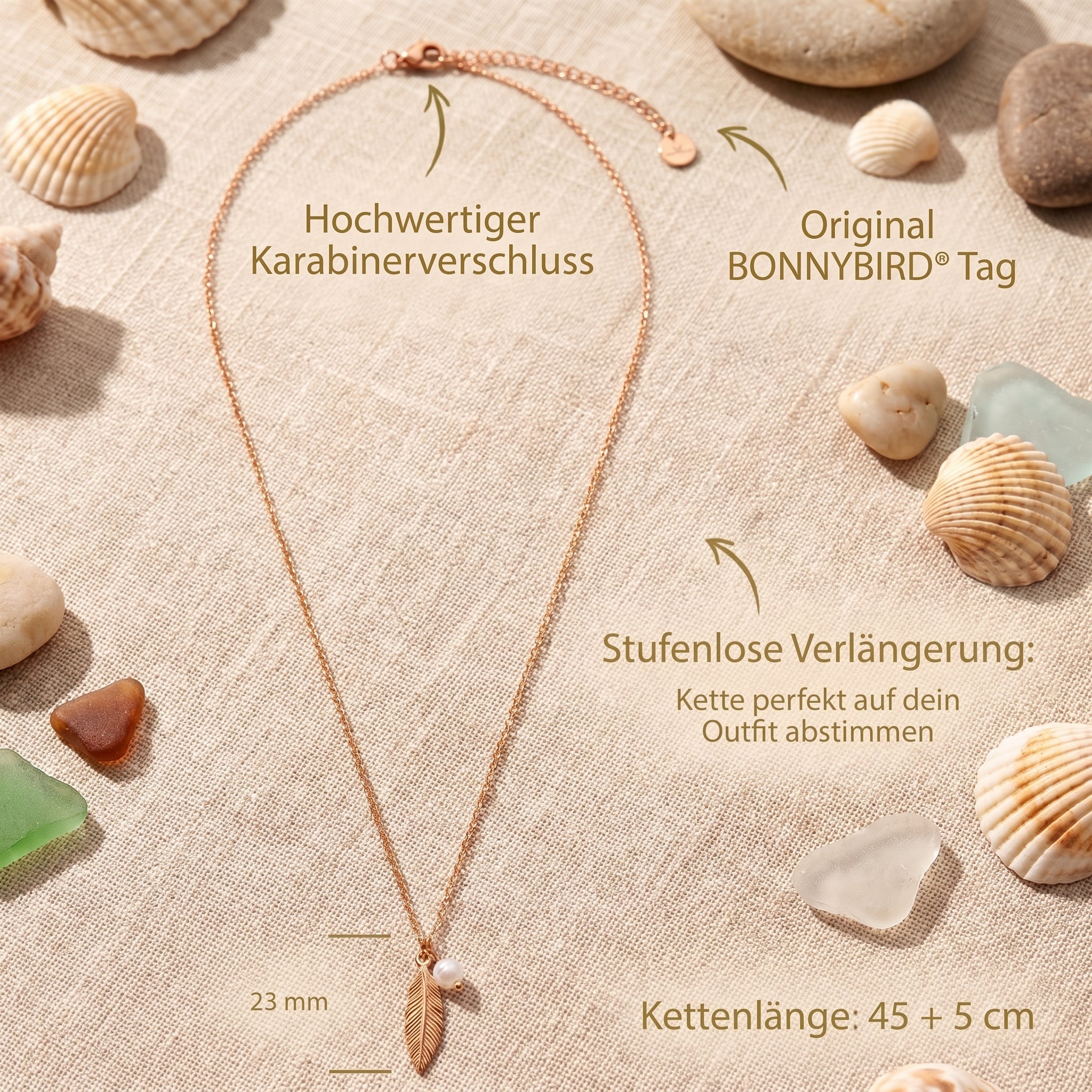 BonnyFeather Feder Kette Rosegold